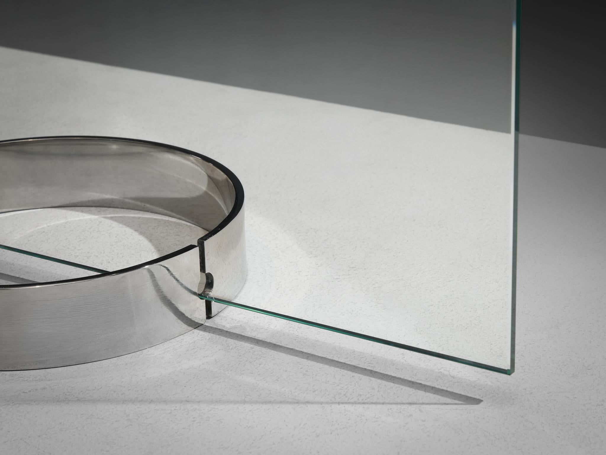 Lumenform Table Lamp in Glass and Chrome 1970s lighting Morentz