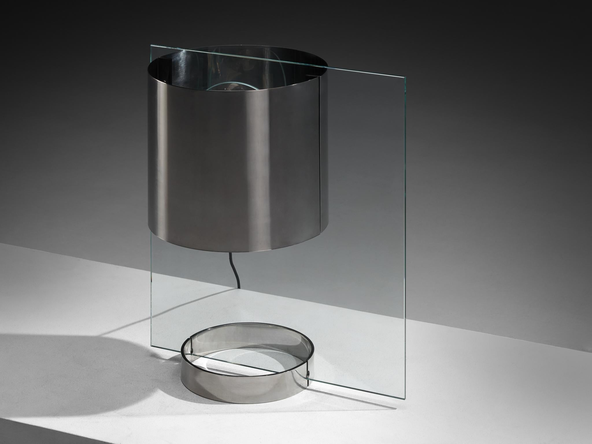 Lumenform Table Lamp in Glass and Chrome 1970s lighting Morentz