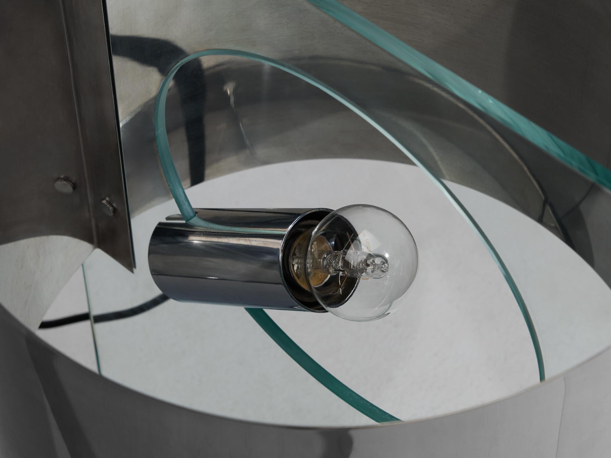 Lumenform Table Lamp in Glass and Chrome 1970s lighting Morentz