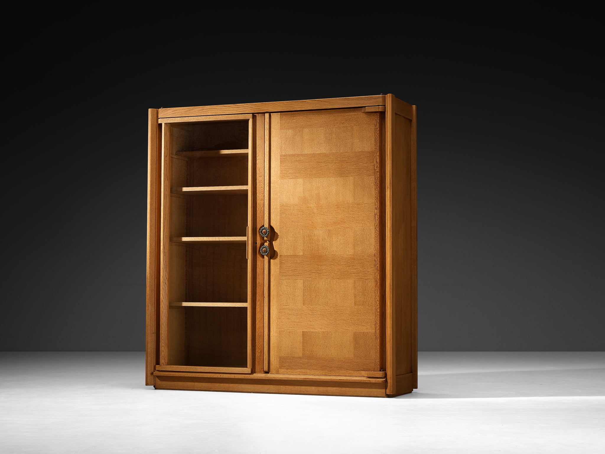 Guillerme et Chambron Cabinet in Oak with Glass Door Case pieces and storage cabinets Morentz