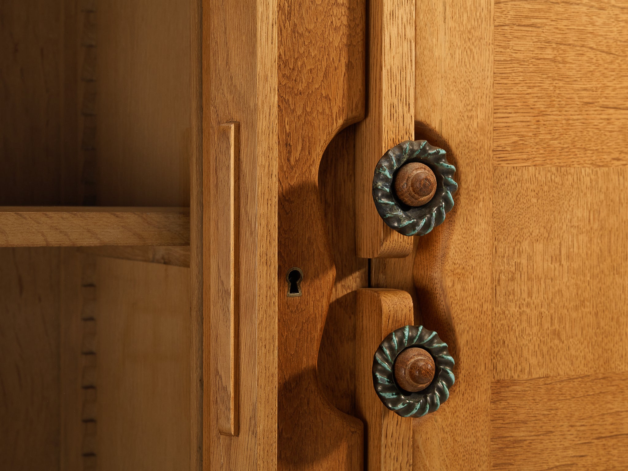 Guillerme et Chambron Cabinet in Oak with Glass Door Case pieces and storage cabinets Morentz