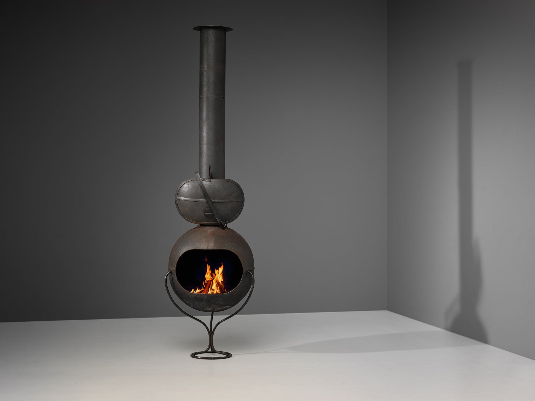French Modern Fire Place in Black Sheet Steel Building and Garden Elements Morentz