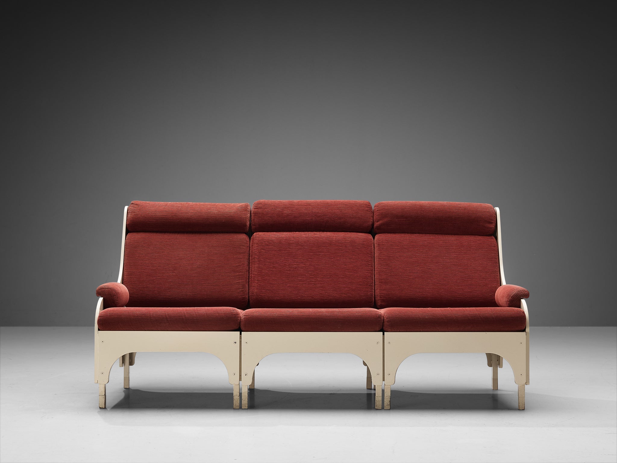 Dutch Three Seat Sofa in Burgundy Red Upholstery seating Morentz