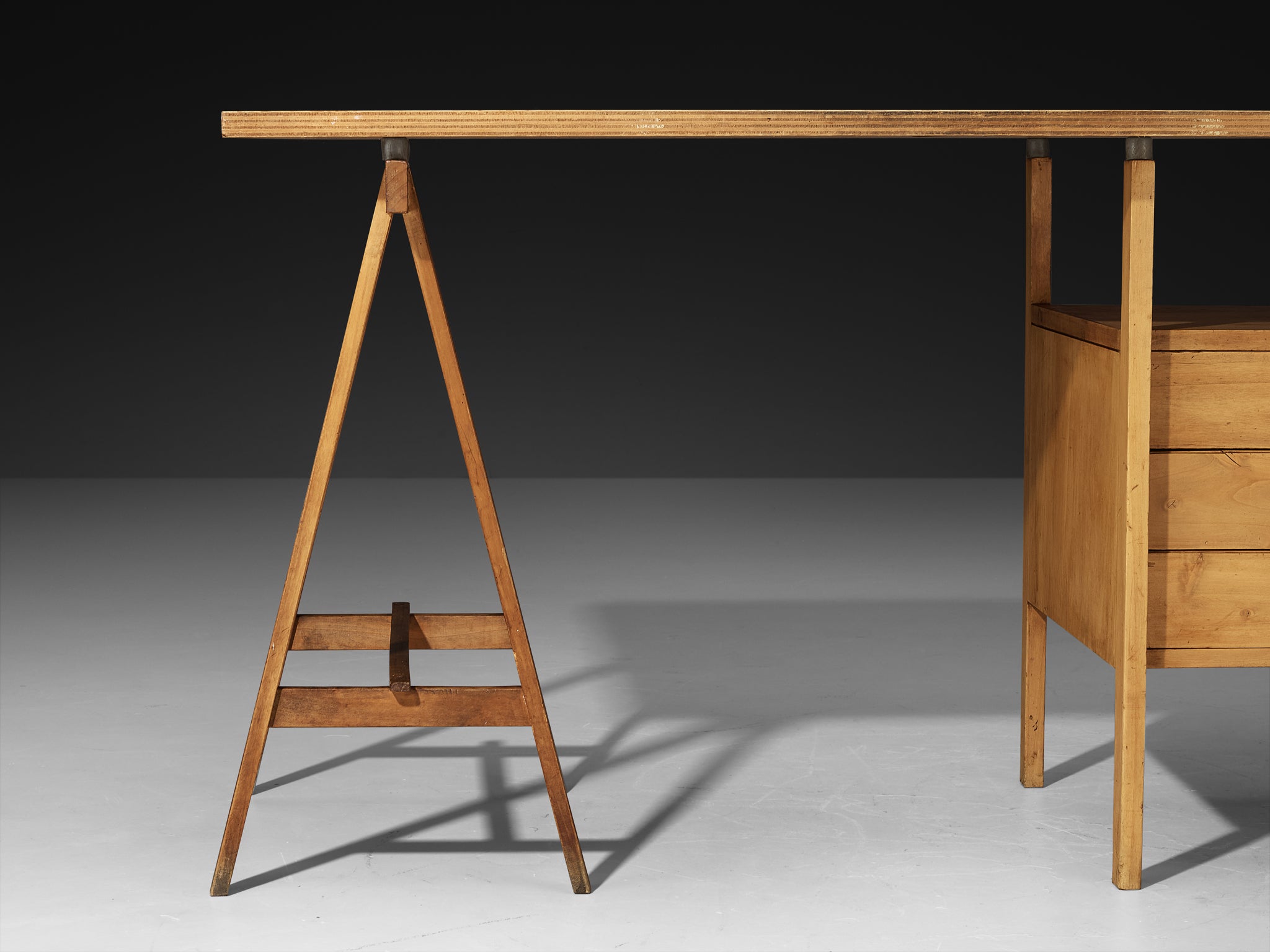 Rare Angelo Mangiarotti Writing Desk in Birch from Own Studio Tables Morentz