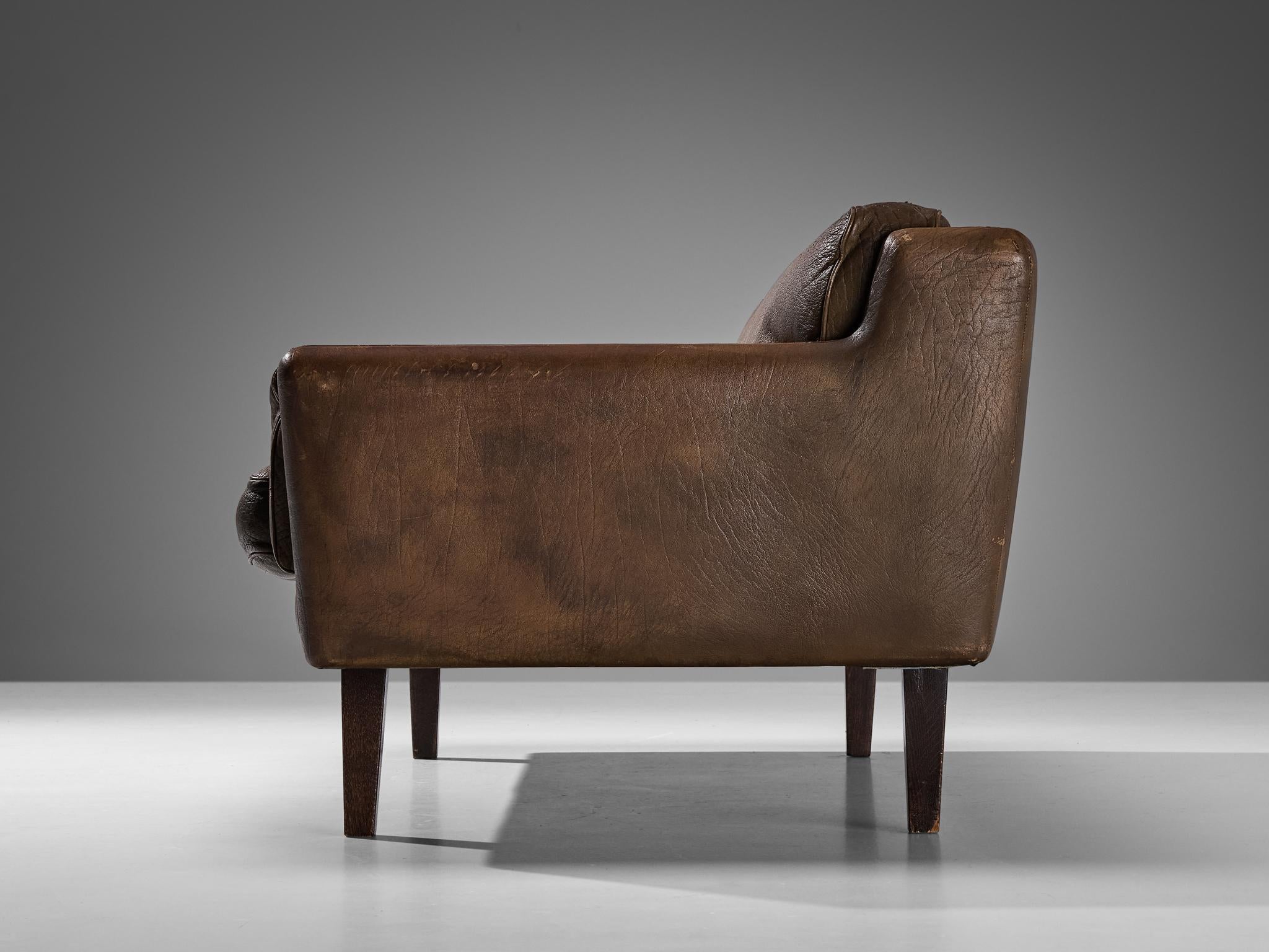 Illum Wikkelsø Two-Seat Sofa in Brown Leather seating Morentz