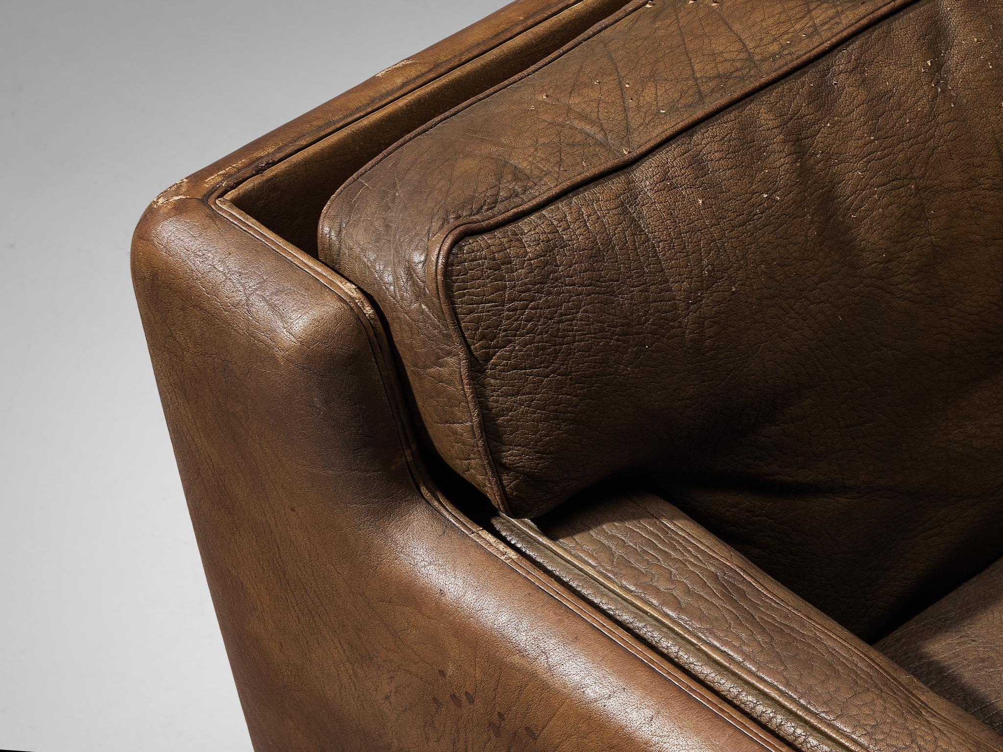 Illum Wikkelsø Two-Seat Sofa in Brown Leather seating Morentz