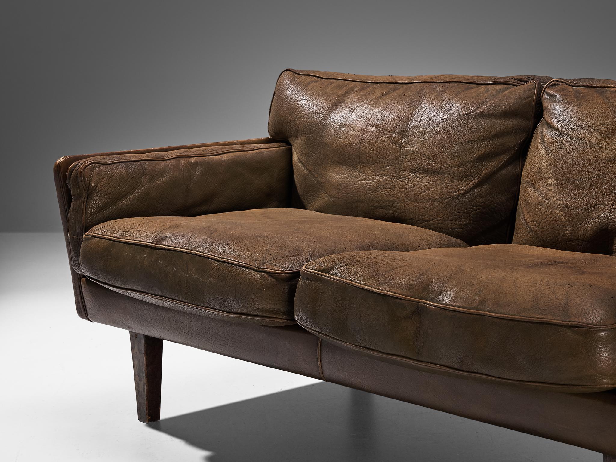 Illum Wikkelsø Two-Seat Sofa in Brown Leather seating Morentz