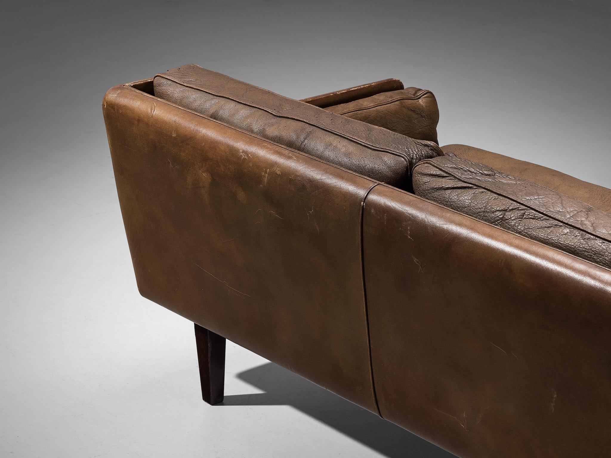 Illum Wikkelsø Two-Seat Sofa in Brown Leather seating Morentz