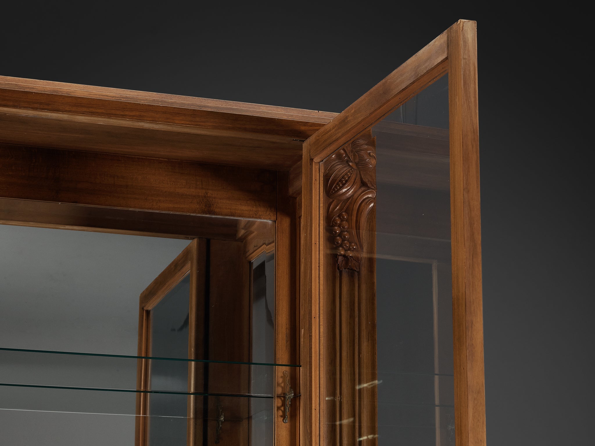 1940s Art Deco Showcase in Walnut and Glass case pieces and storage cabinets Morentz