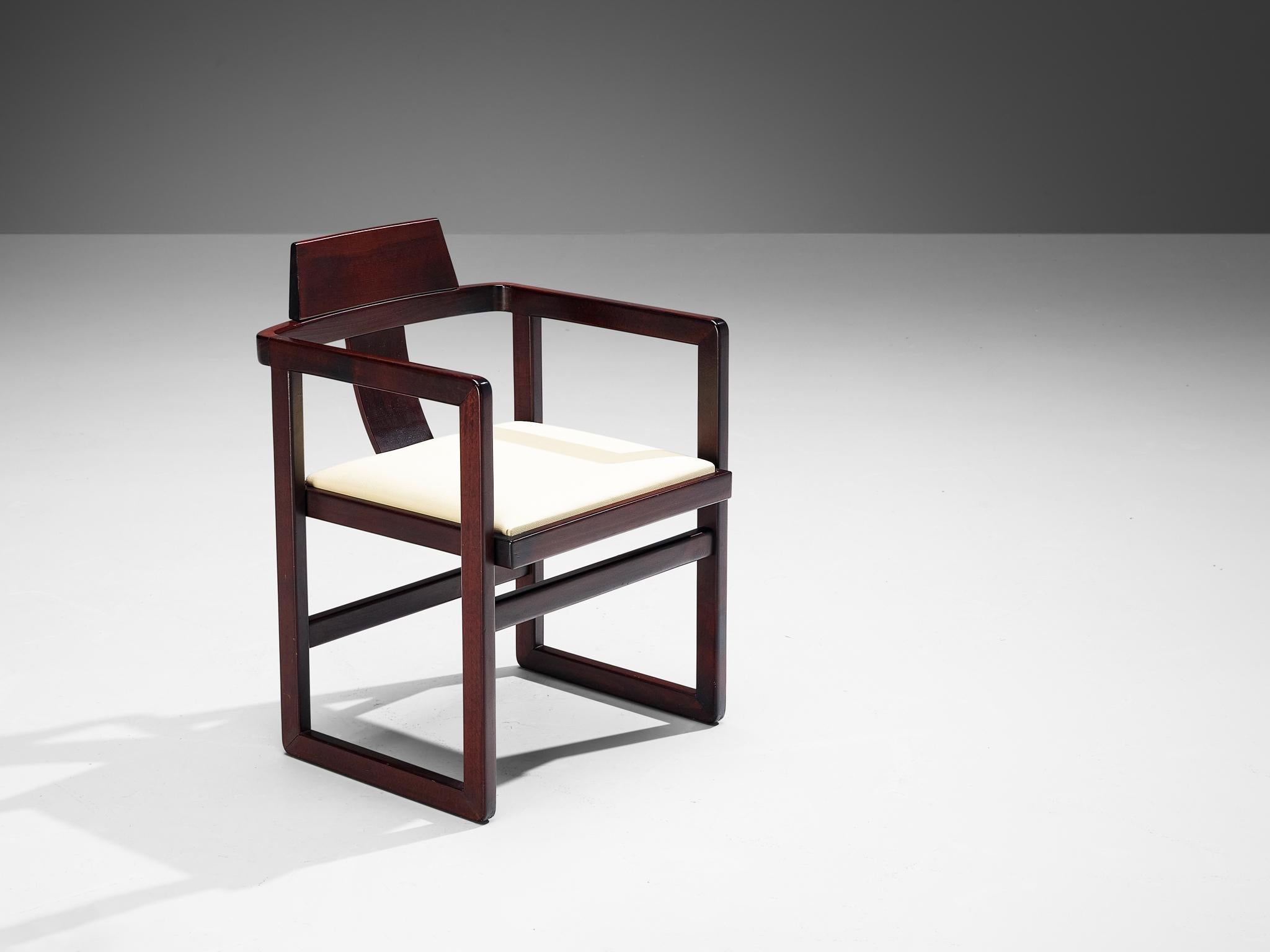 Italian Set of Ten Geometric Armchairs in Stained Wood seating Morentz