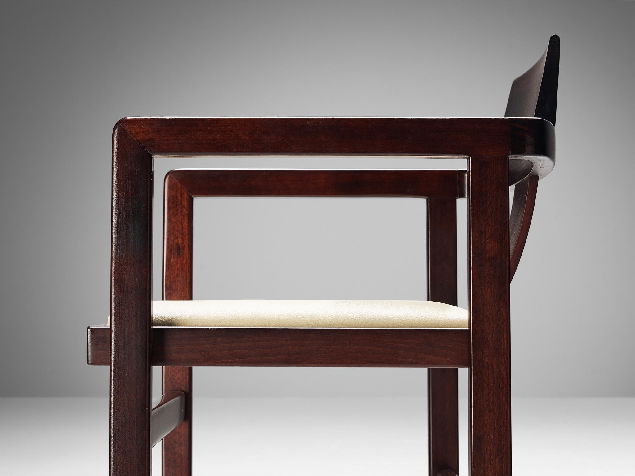 Italian Set of Ten Geometric Armchairs in Stained Wood seating Morentz