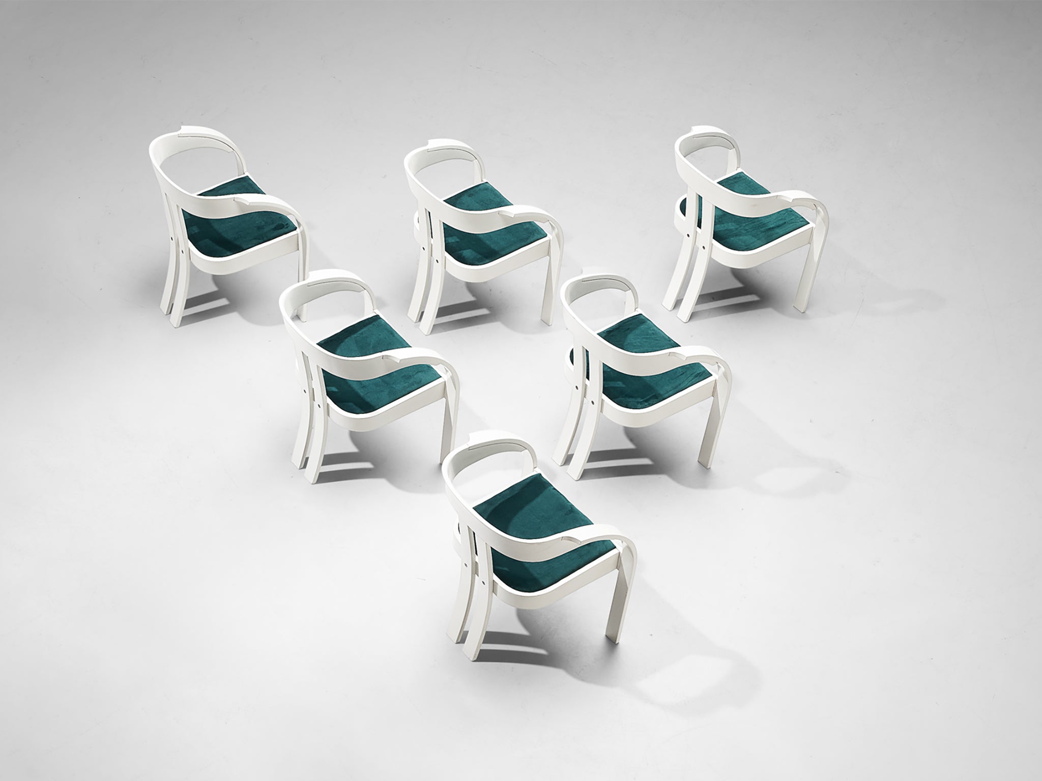 Giovanni Battista Bassi for Poltronova Set of Six 'Elisa' Armchairs Seating Morentz