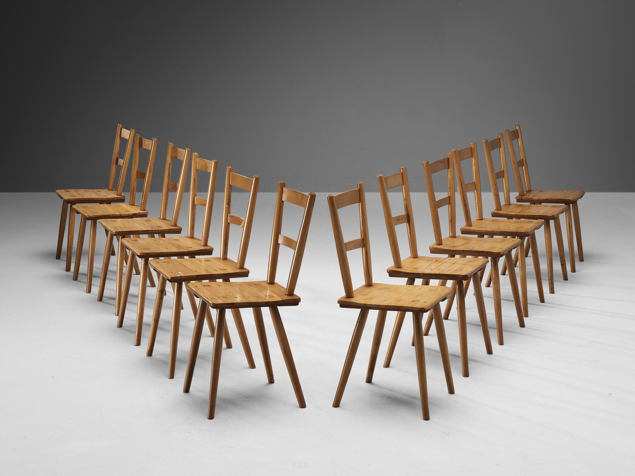 Set of Twelve Mid-Century Dutch Dining Chairs seating Morentz