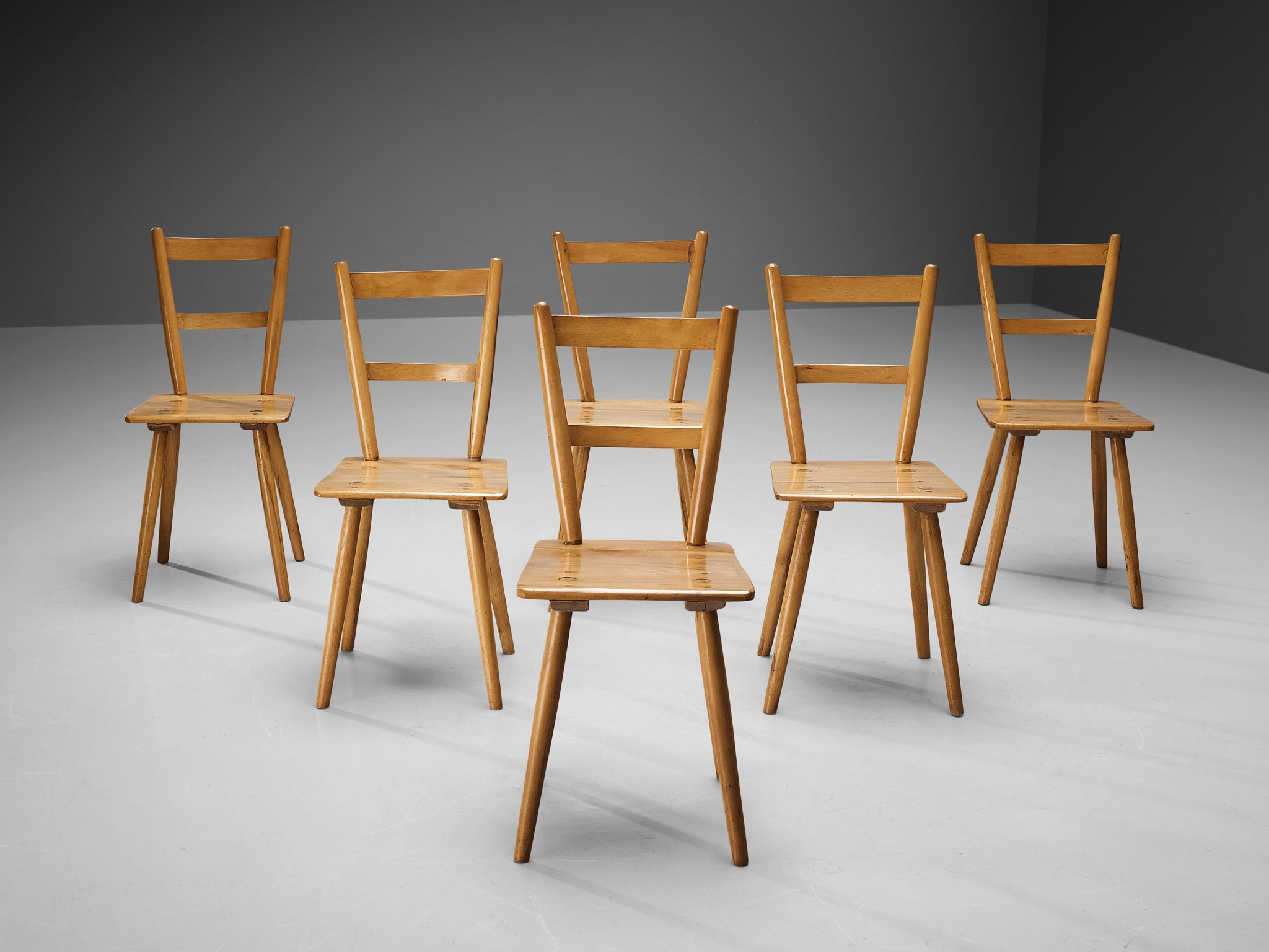 Set of Six Mid-Century Dutch Dining Chairs seating Morentz