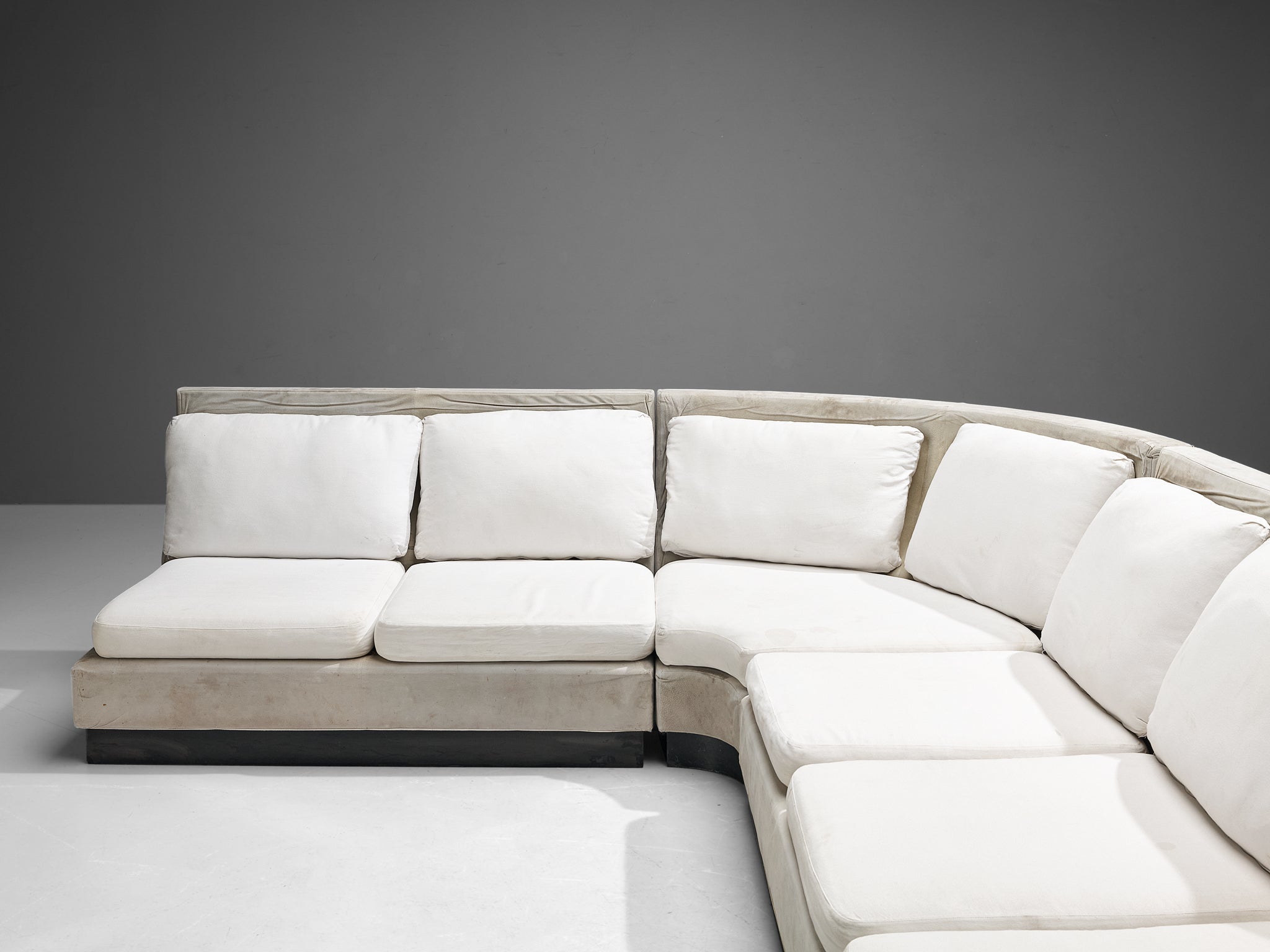 Willy Rizzo for Mario Sabot Sectional Corner Sofa in White Upholstery seating Morentz