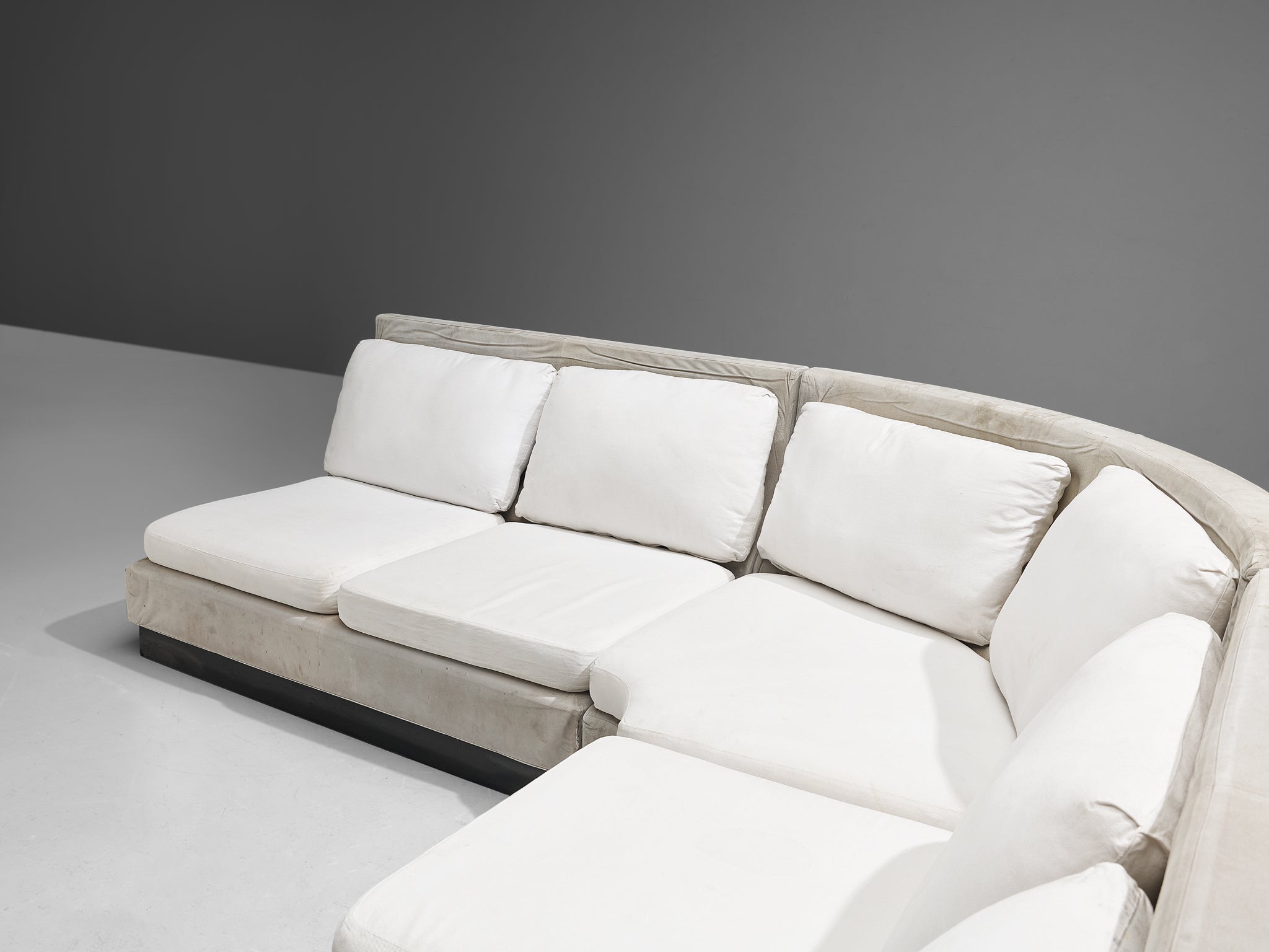 Willy Rizzo for Mario Sabot Sectional Corner Sofa in White Upholstery seating Morentz