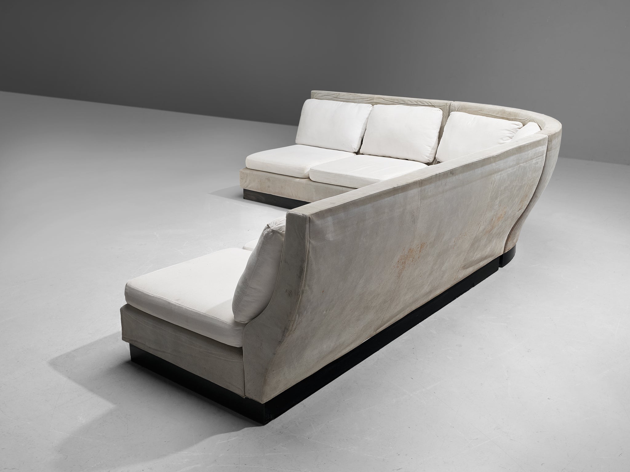 Willy Rizzo for Mario Sabot Sectional Corner Sofa in White Upholstery seating Morentz