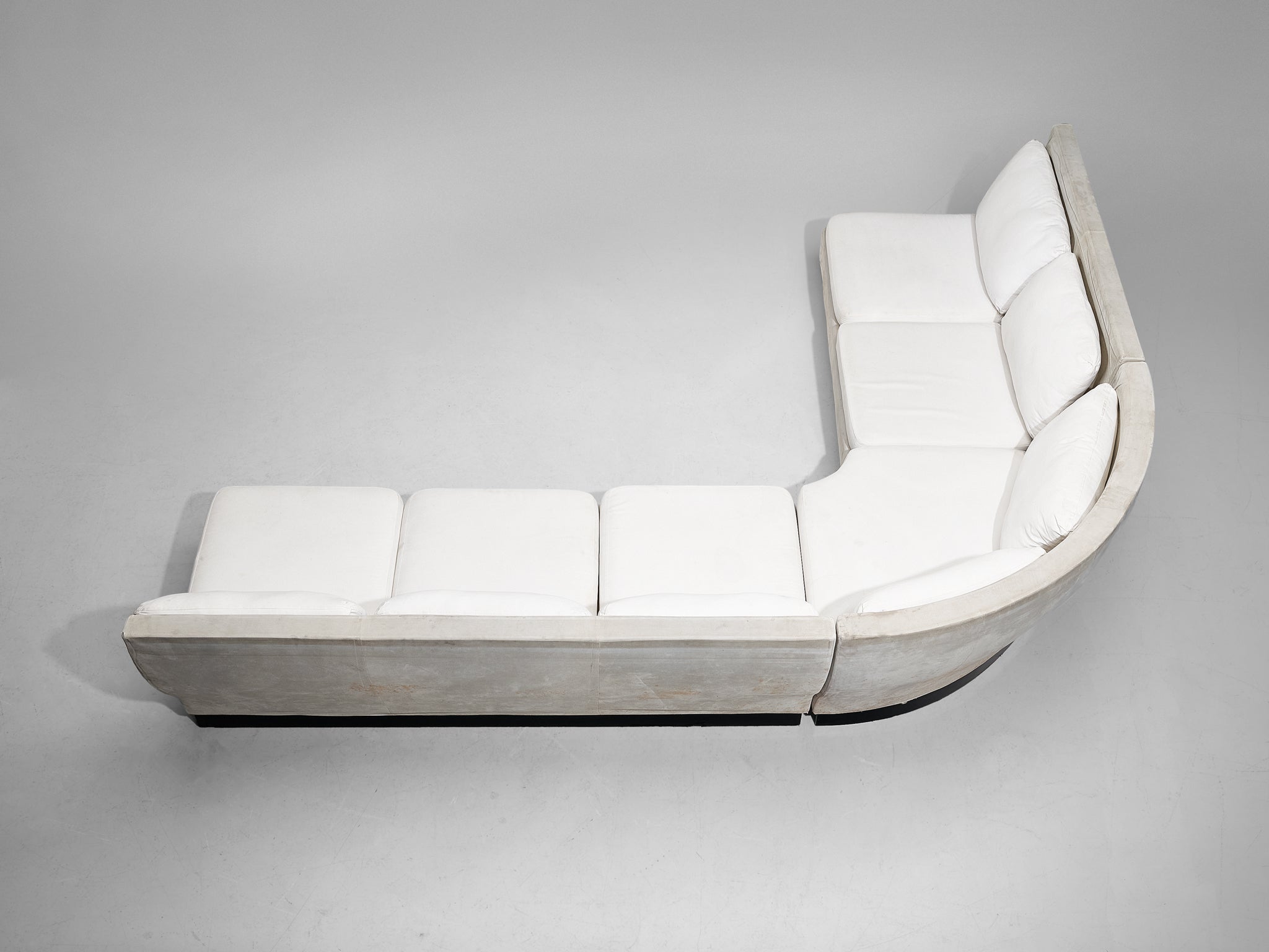 Willy Rizzo for Mario Sabot Sectional Corner Sofa in White Upholstery seating Morentz