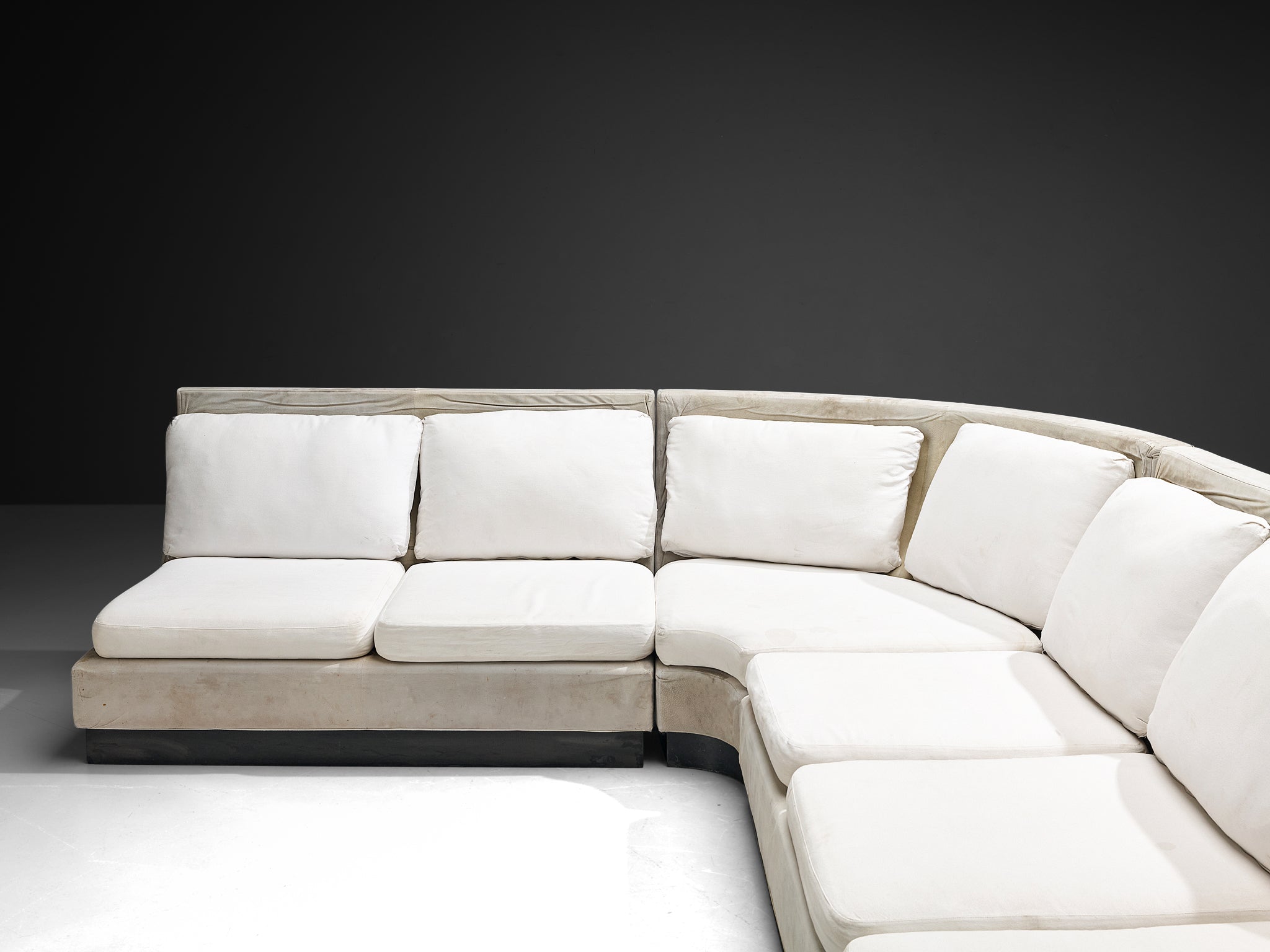 Willy Rizzo for Mario Sabot Sectional Corner Sofa in White Upholstery Seating Morentz