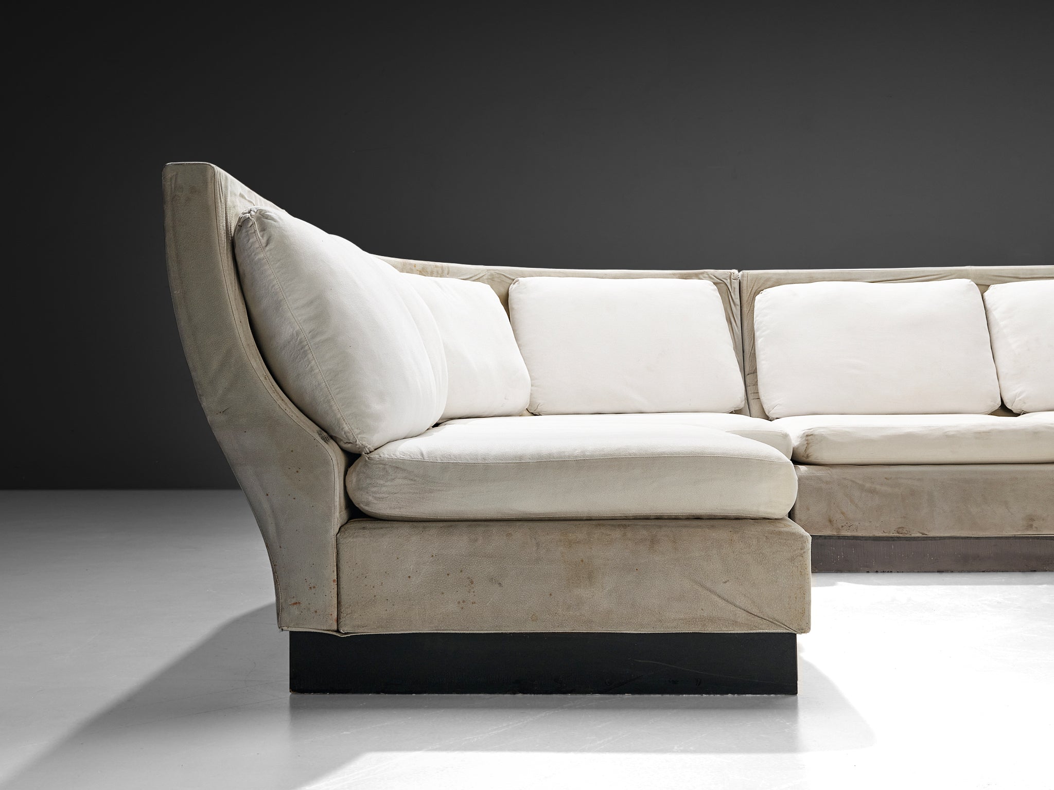 Willy Rizzo for Mario Sabot Sectional Corner Sofa in White Upholstery Seating Morentz