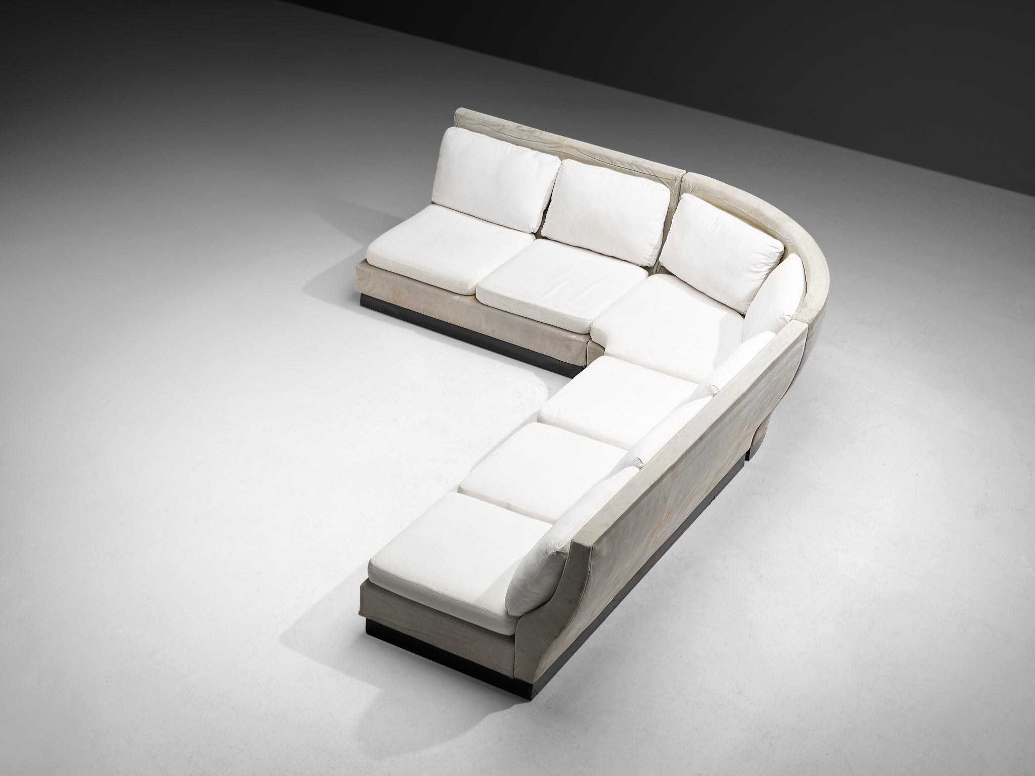 Willy Rizzo for Mario Sabot Sectional Corner Sofa in White Upholstery Seating Morentz