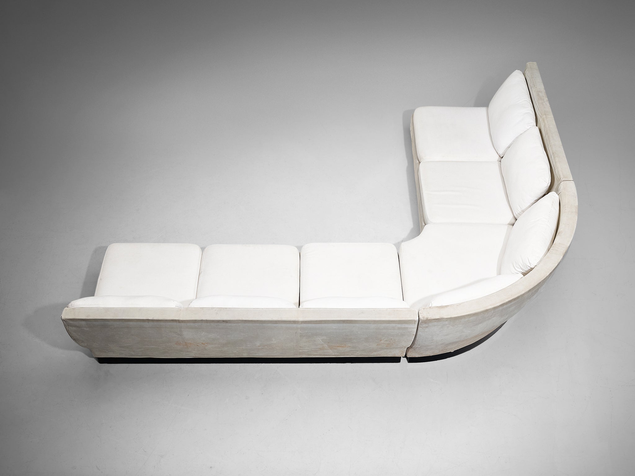 Willy Rizzo for Mario Sabot Sectional Corner Sofa in White Upholstery Seating Morentz