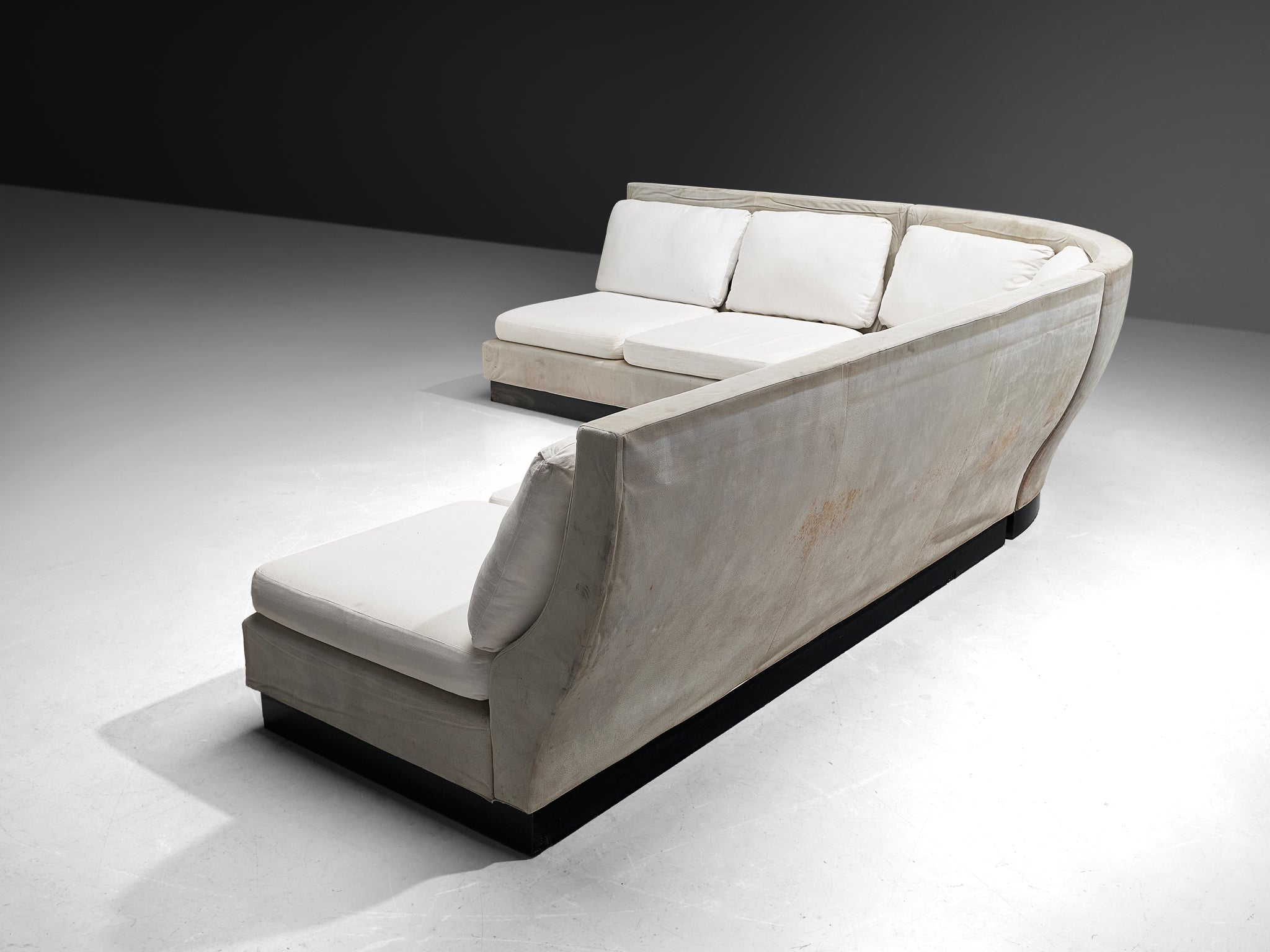 Willy Rizzo for Mario Sabot Sectional Corner Sofa in White Upholstery Seating Morentz