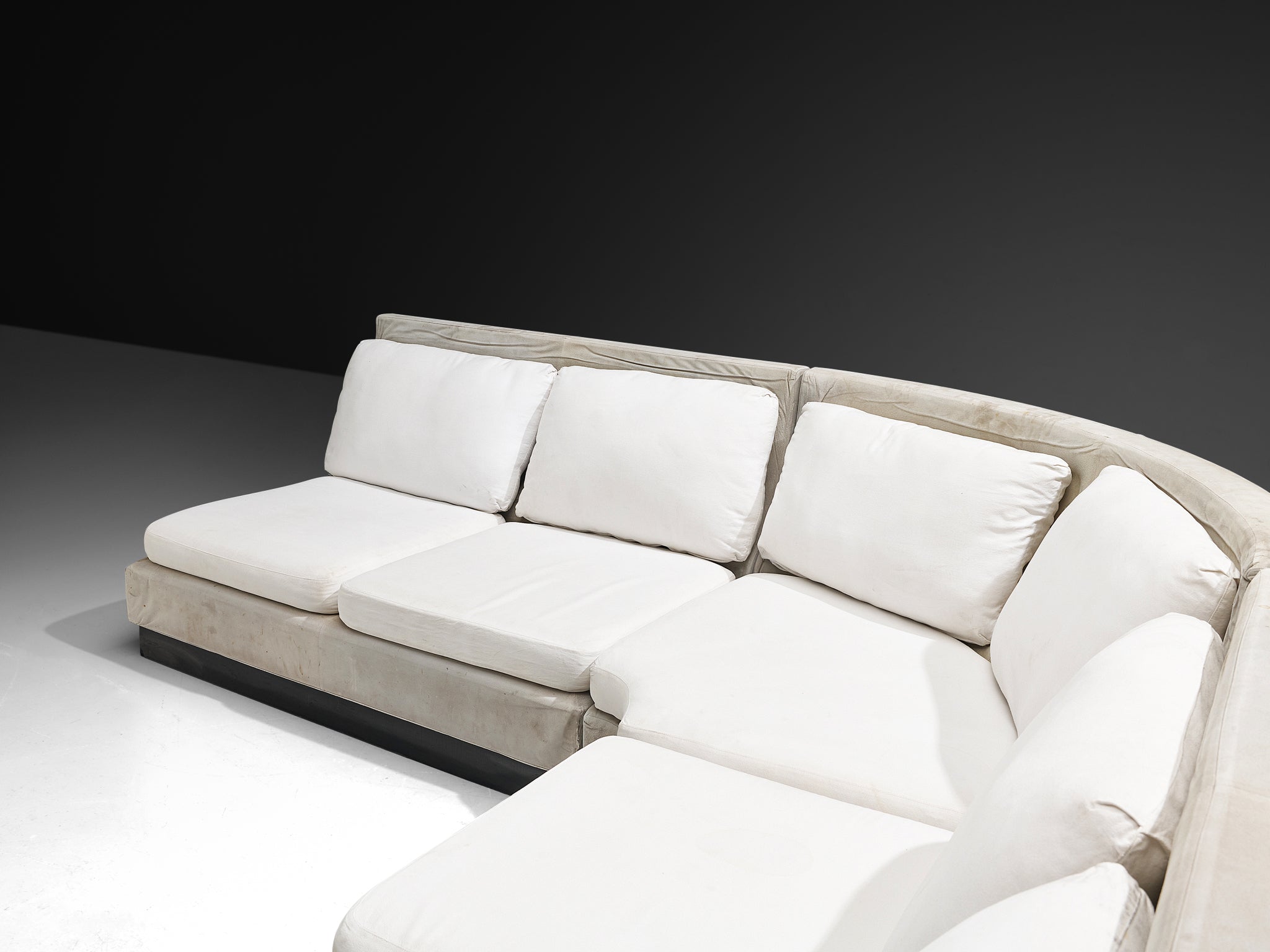 Willy Rizzo for Mario Sabot Sectional Corner Sofa in White Upholstery Seating Morentz