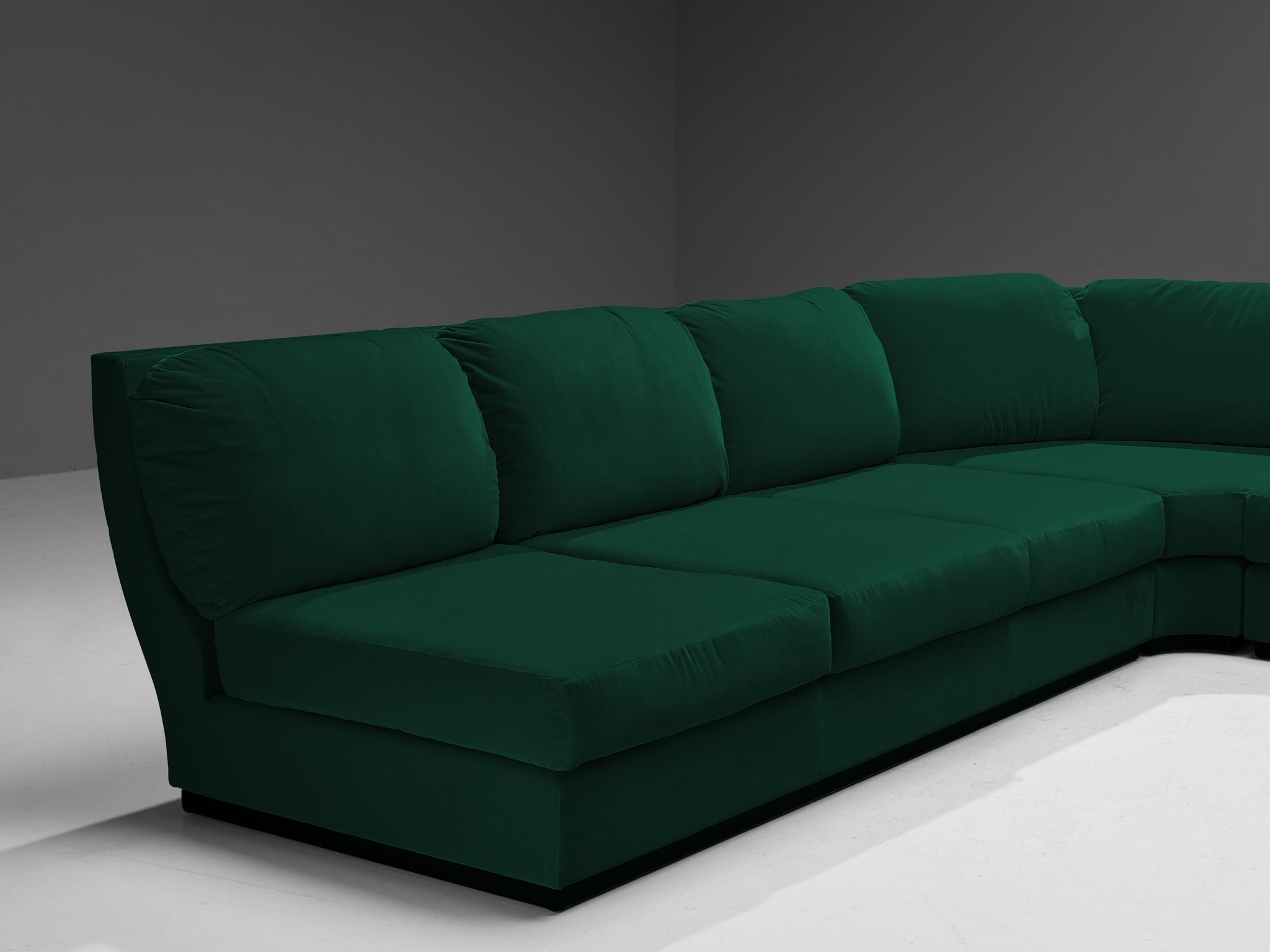 Willy Rizzo for Mario Sabot Sectional Corner Sofa in Green Velvet Seating Morentz