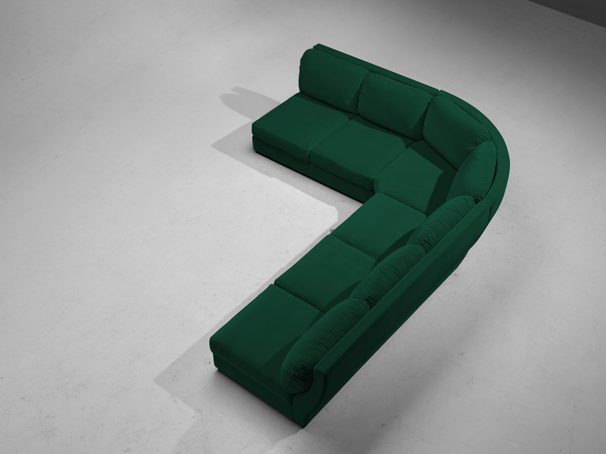 Willy Rizzo for Mario Sabot Sectional Corner Sofa in Green Velvet Seating Morentz