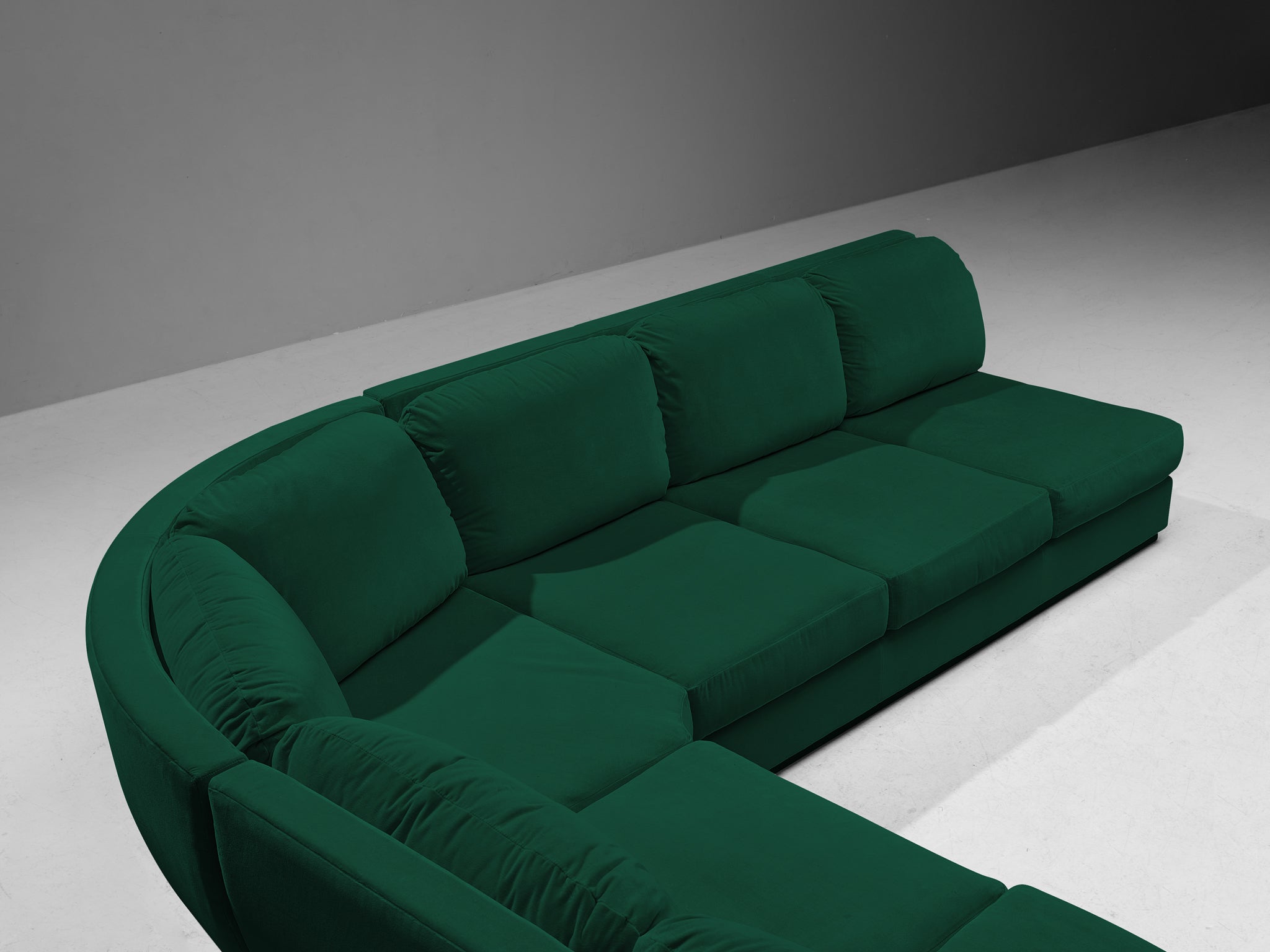 Willy Rizzo for Mario Sabot Sectional Corner Sofa in Green Velvet Seating Morentz