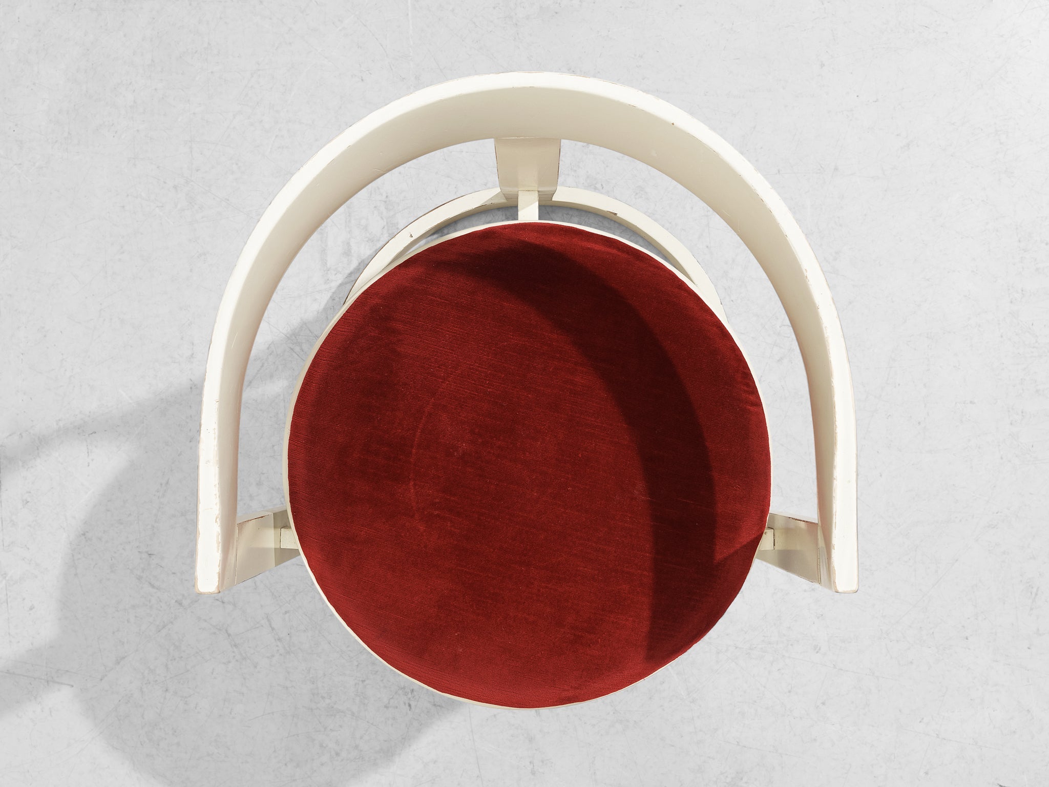 Italian Set of Six Dining Chairs in Red Velvet and White Lacquered Wood seating Morentz