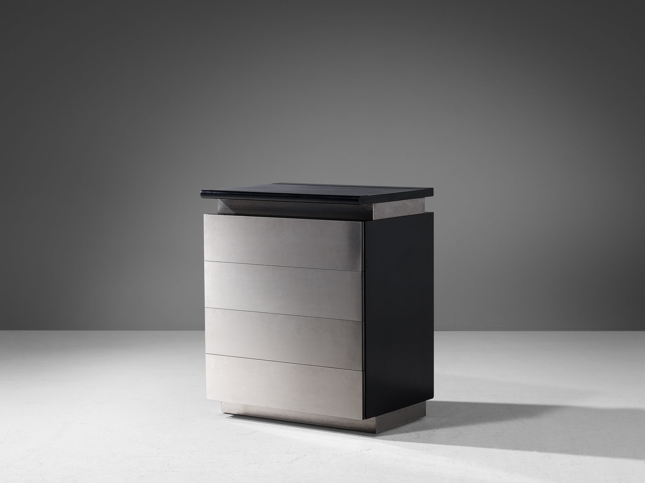 Lodovico Acerbis Chest of Drawers in Brushed Aluminum and Lacquered Oak case pieces and storage cabinets Morentz