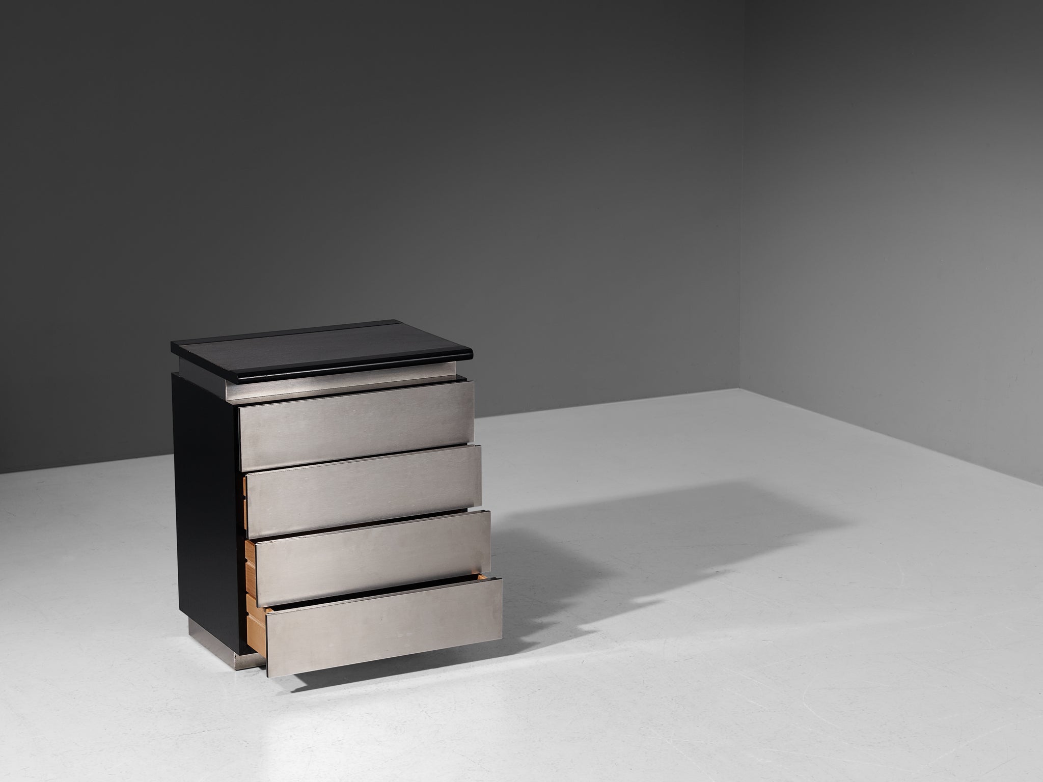 Lodovico Acerbis Chest of Drawers in Brushed Aluminum and Lacquered Oak case pieces and storage cabinets Morentz