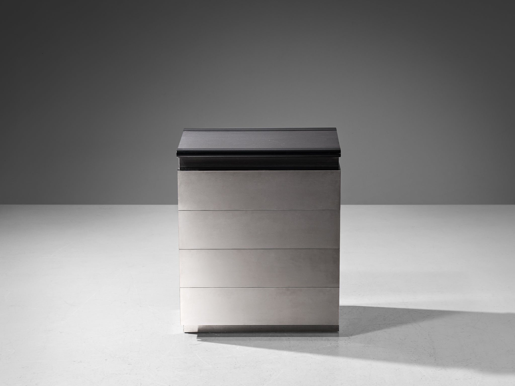 Lodovico Acerbis Chest of Drawers in Brushed Aluminum and Lacquered Oak case pieces and storage cabinets Morentz