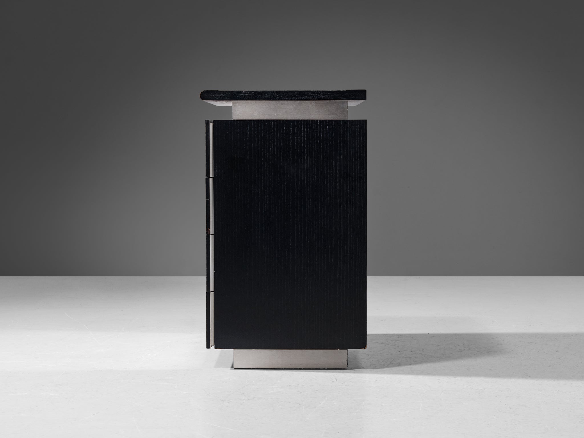 Lodovico Acerbis Chest of Drawers in Brushed Aluminum and Lacquered Oak case pieces and storage cabinets Morentz