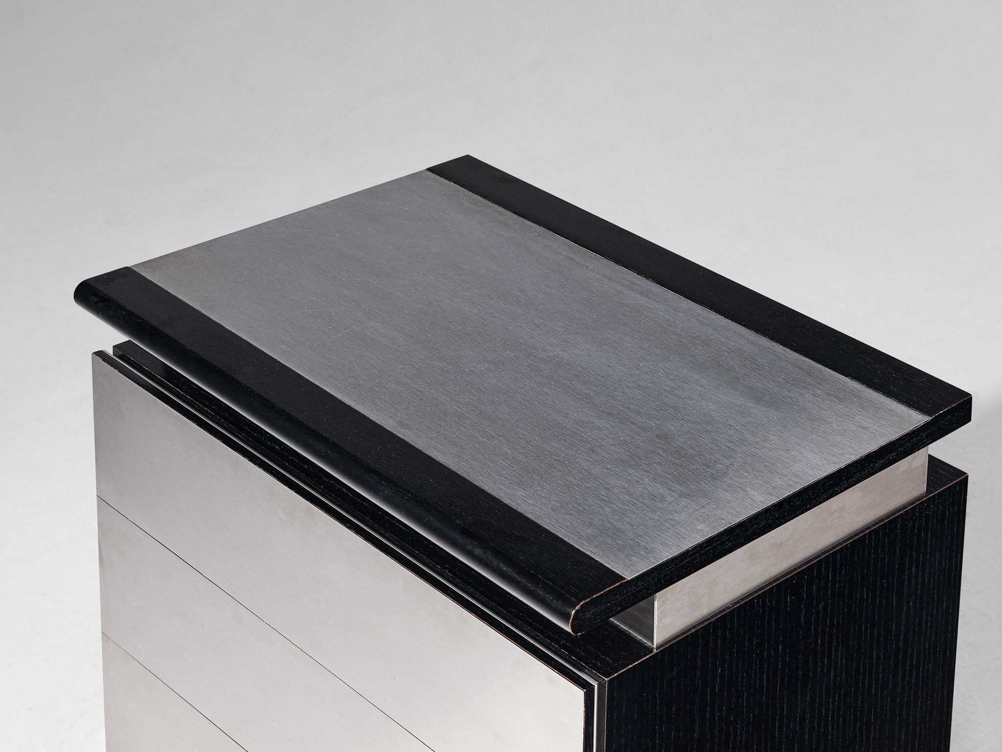 Lodovico Acerbis Chest of Drawers in Brushed Aluminum and Lacquered Oak case pieces and storage cabinets Morentz