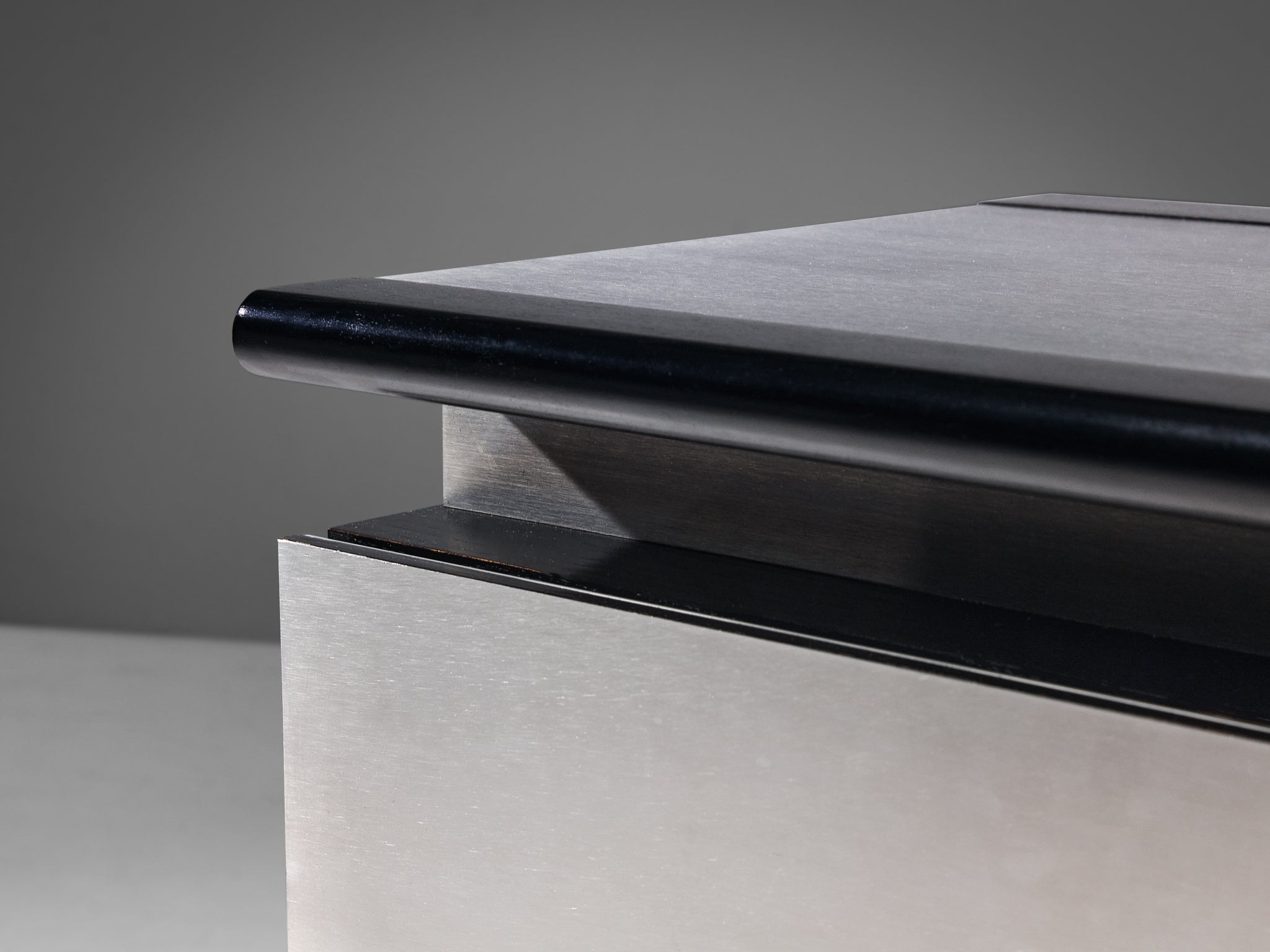 Lodovico Acerbis Chest of Drawers in Brushed Aluminum and Lacquered Oak case pieces and storage cabinets Morentz