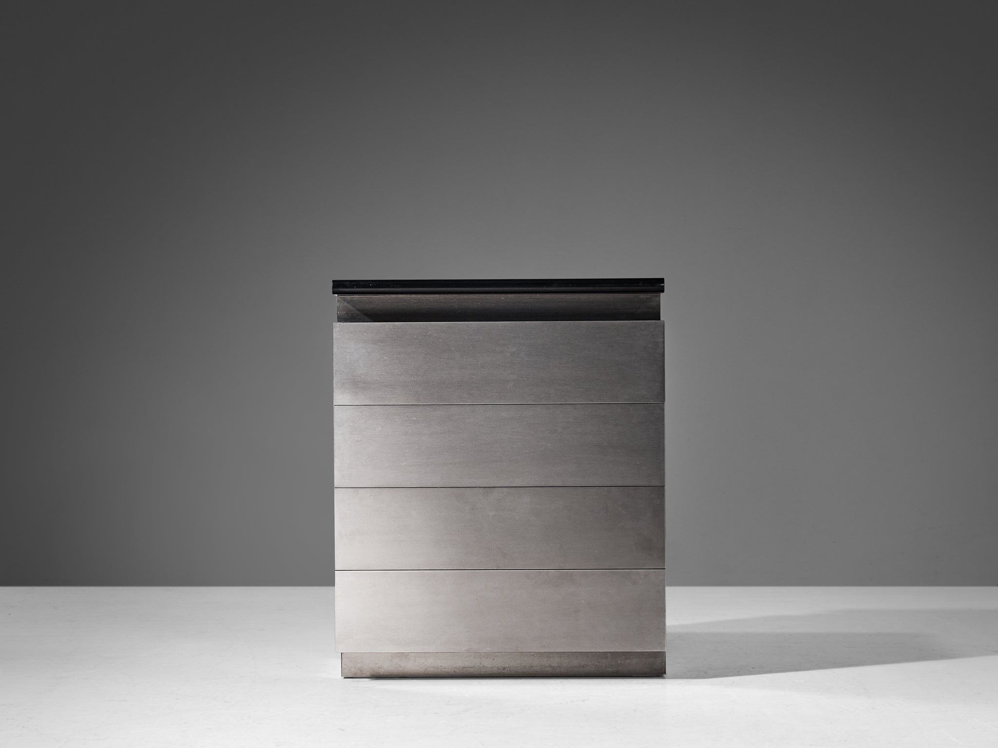 Lodovico Acerbis Chest of Drawers in Brushed Aluminum and Lacquered Oak case pieces and storage cabinets Morentz