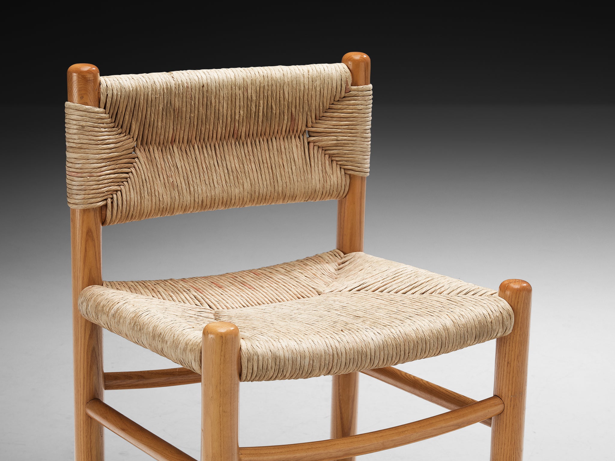 French Pair of Dining Chairs in Ash and Straw Seating Morentz