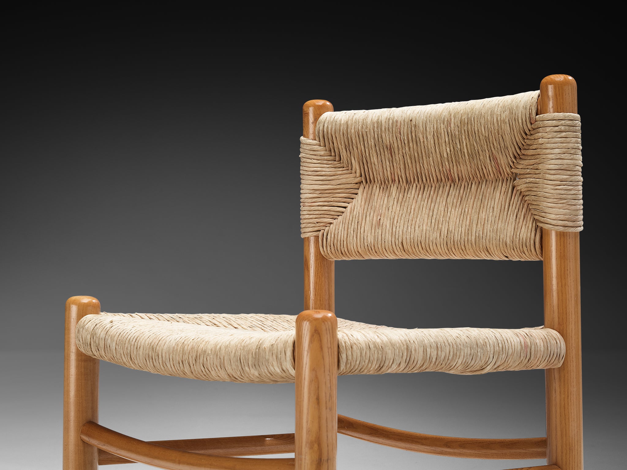 French Pair of Dining Chairs in Ash and Straw Seating Morentz