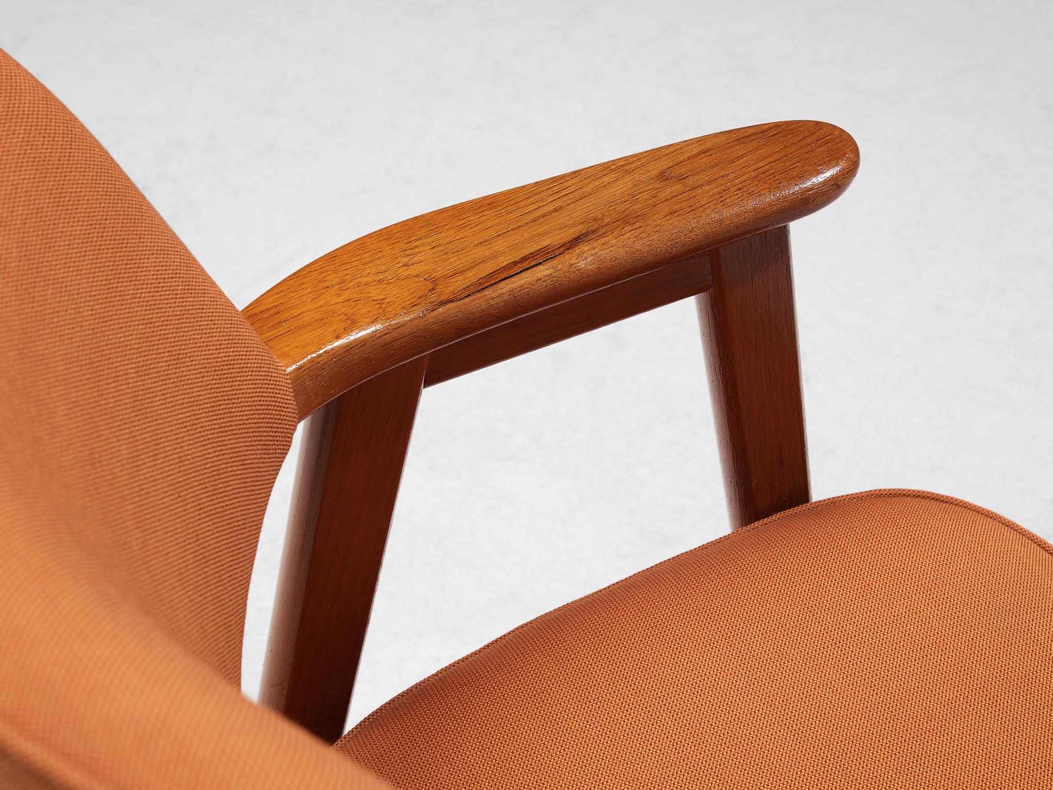 Erik Kirkegaard Pair of Armchairs in Teak and Orange Upholstery seating Morentz
