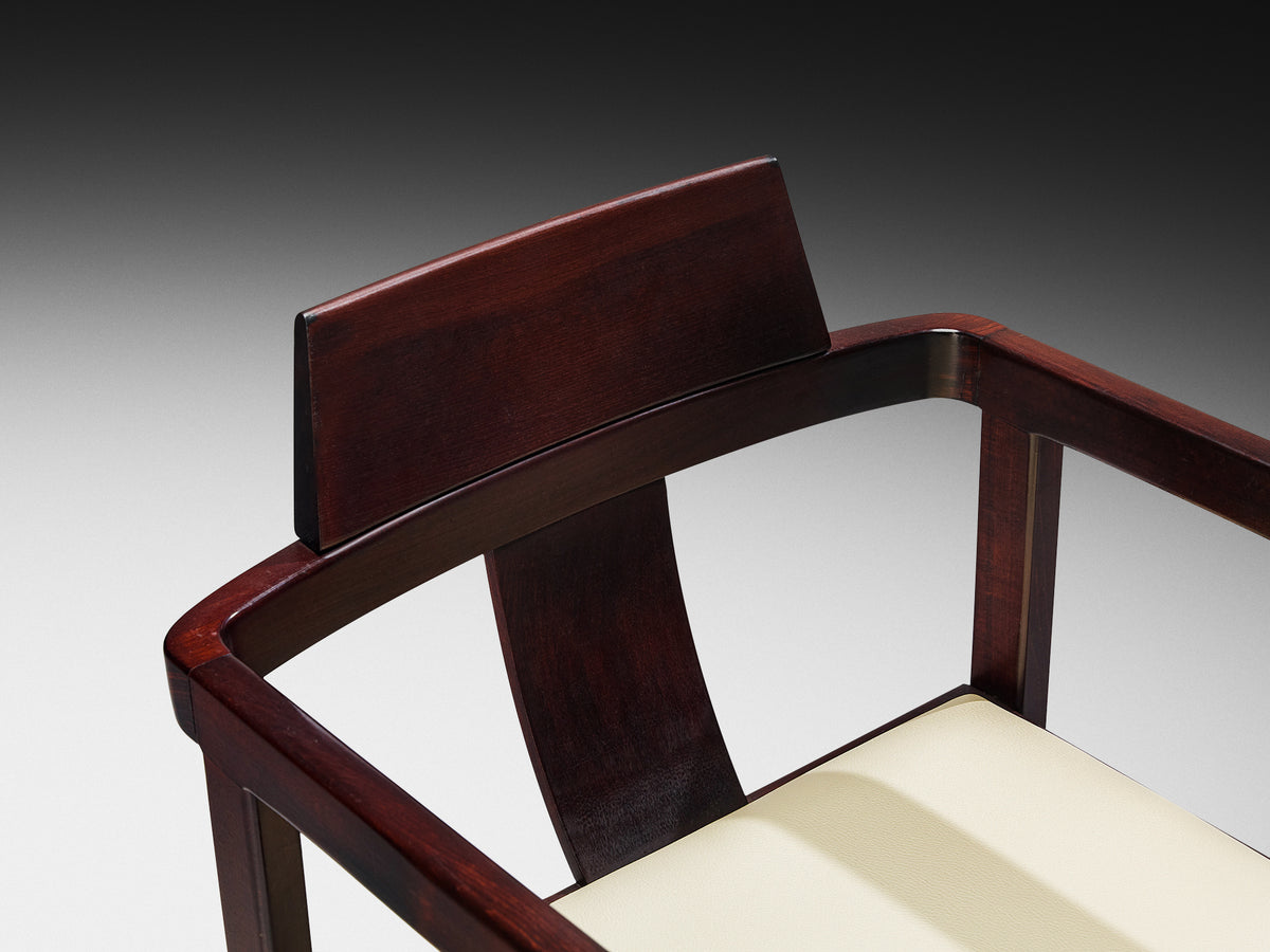Geometric Italian Set of Ten Armchairs in Stained Wood Seating Morentz
