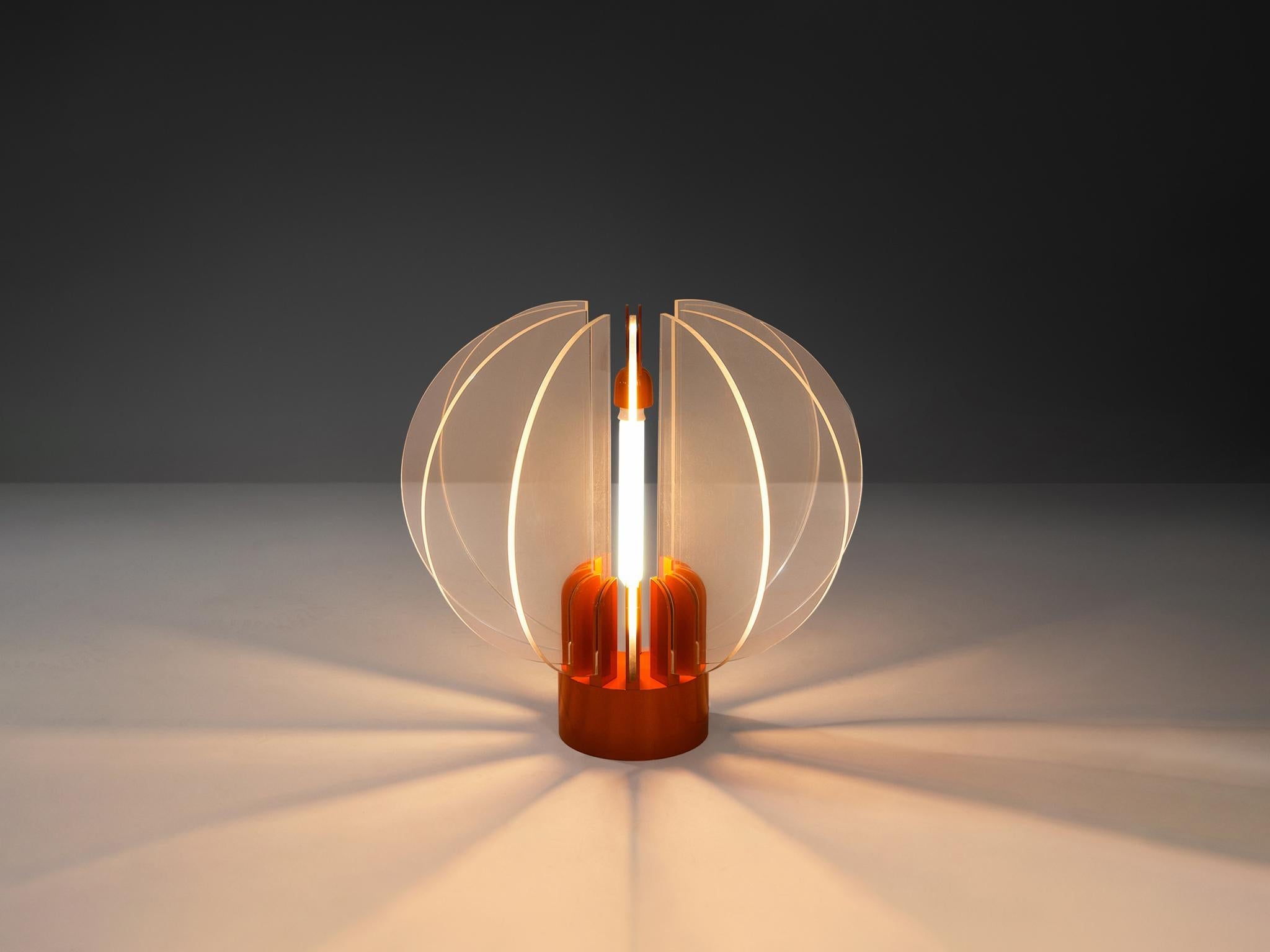 Gae Aulenti for Kartell ‘King Sun’ in Perspex and Red-Orange Aluminum lighting Morentz
