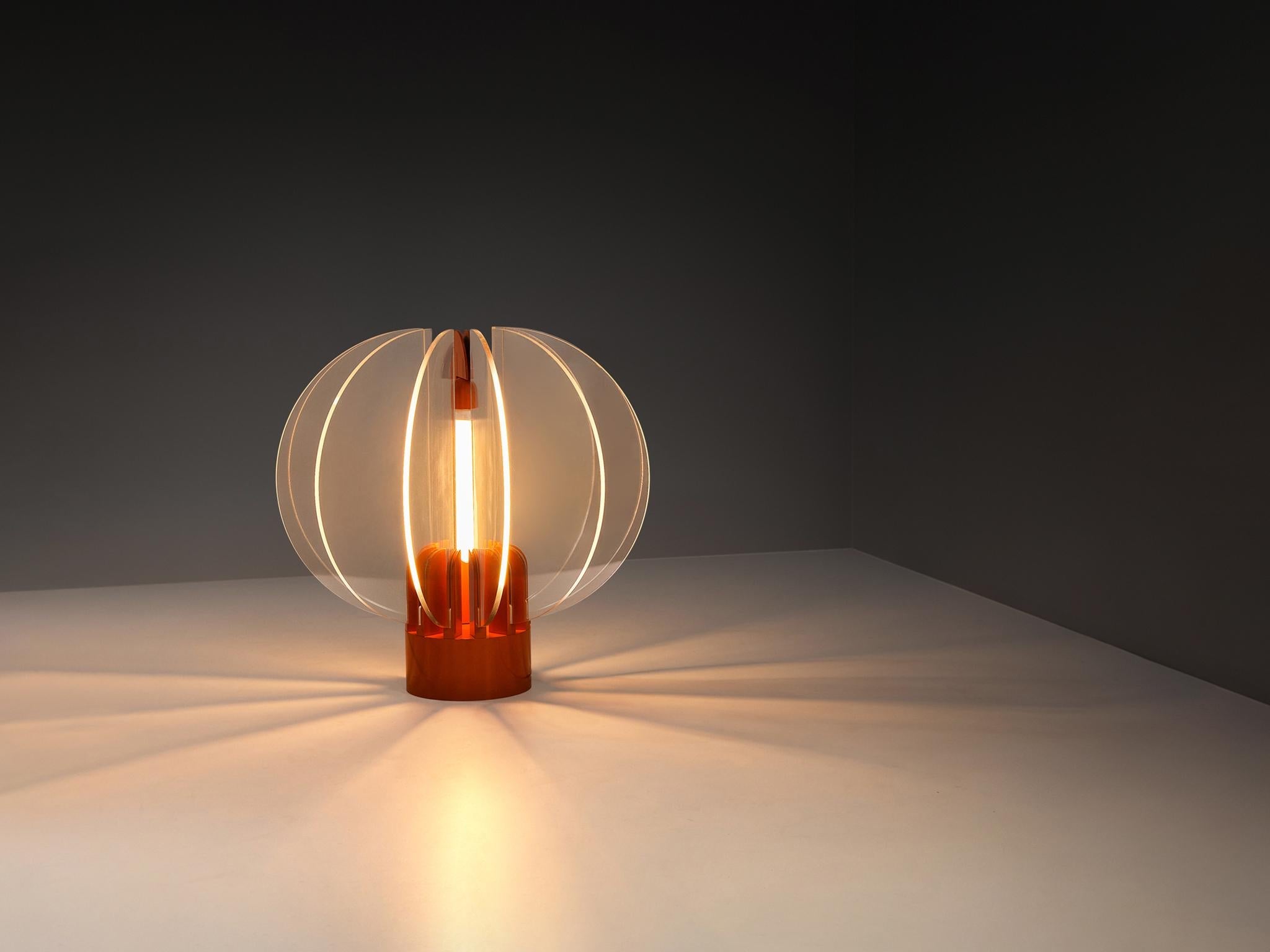 Gae Aulenti for Kartell ‘King Sun’ in Perspex and Red-Orange Aluminum lighting Morentz