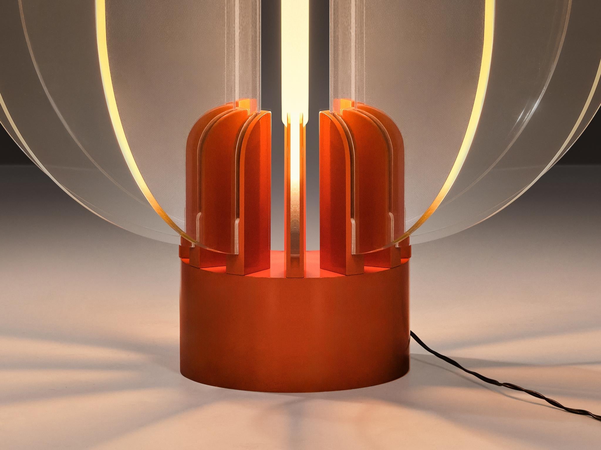 Gae Aulenti for Kartell ‘King Sun’ in Perspex and Red-Orange Aluminum lighting Morentz