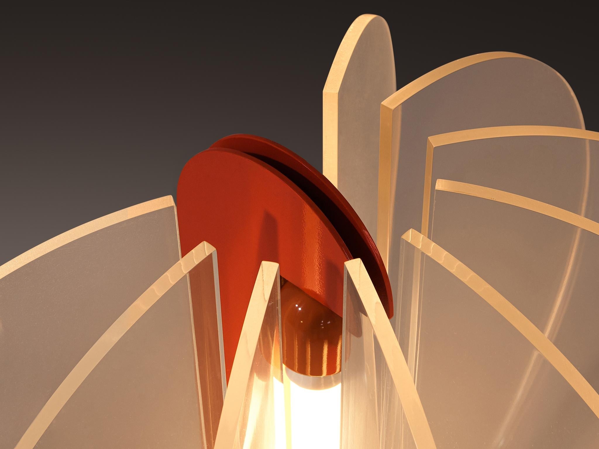 Gae Aulenti for Kartell ‘King Sun’ in Perspex and Red-Orange Aluminum lighting Morentz