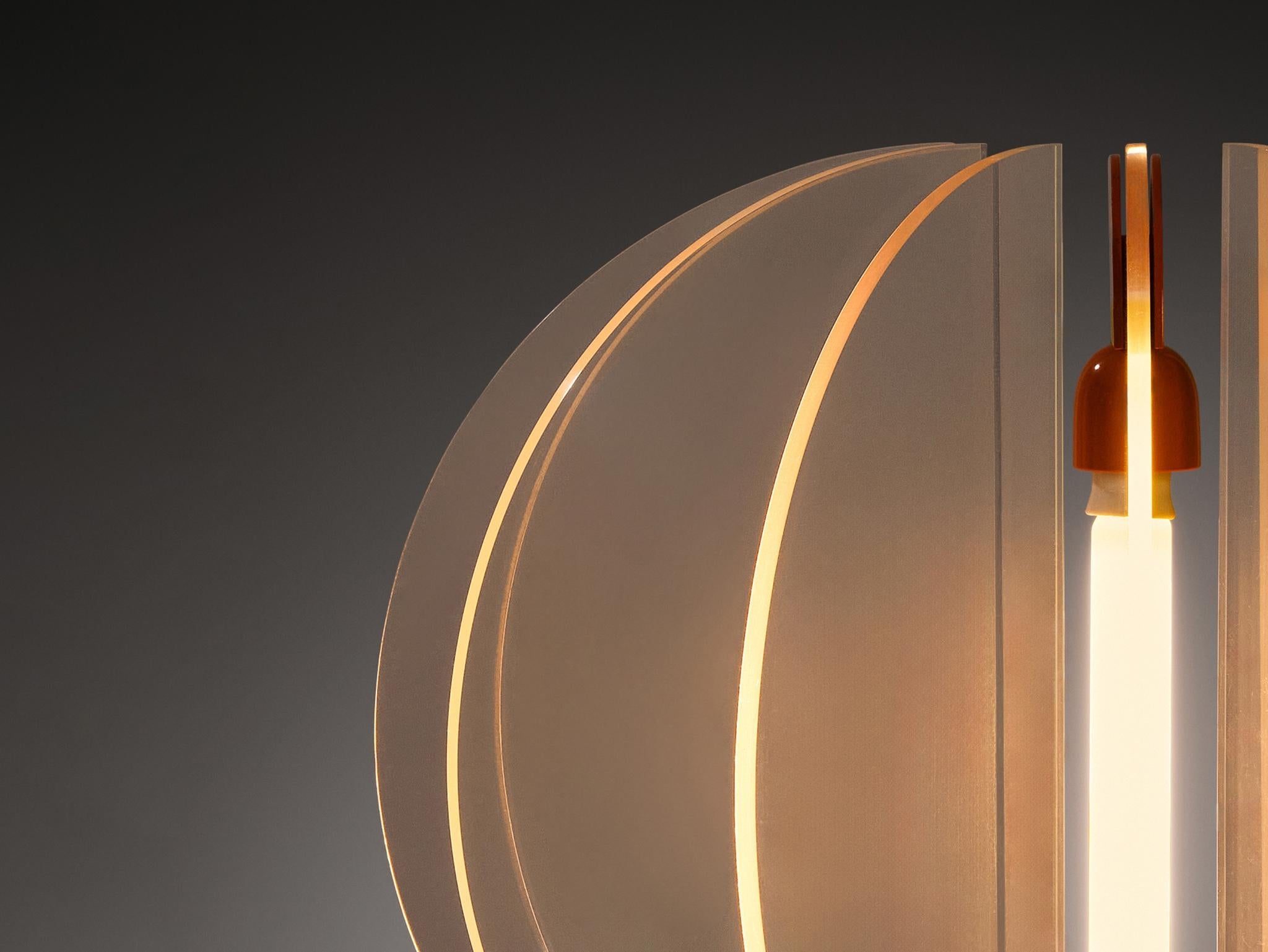 Gae Aulenti for Kartell ‘King Sun’ in Perspex and Red-Orange Aluminum lighting Morentz