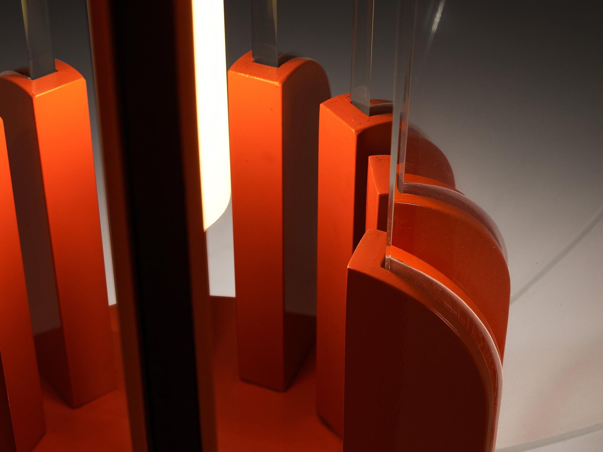Gae Aulenti for Kartell ‘King Sun’ in Perspex and Red-Orange Aluminum lighting Morentz