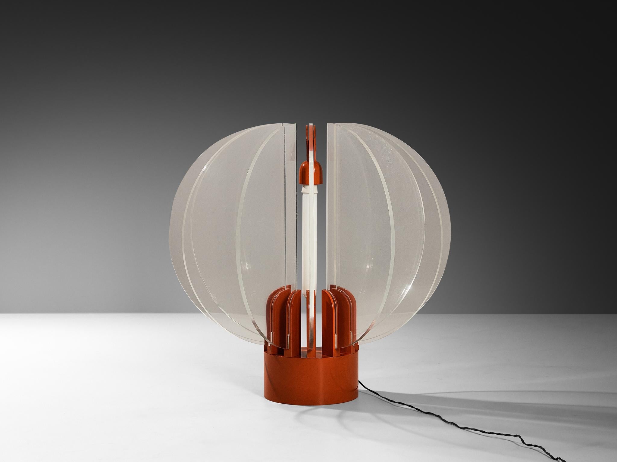 Gae Aulenti for Kartell ‘King Sun’ in Perspex and Red-Orange Aluminum lighting Morentz